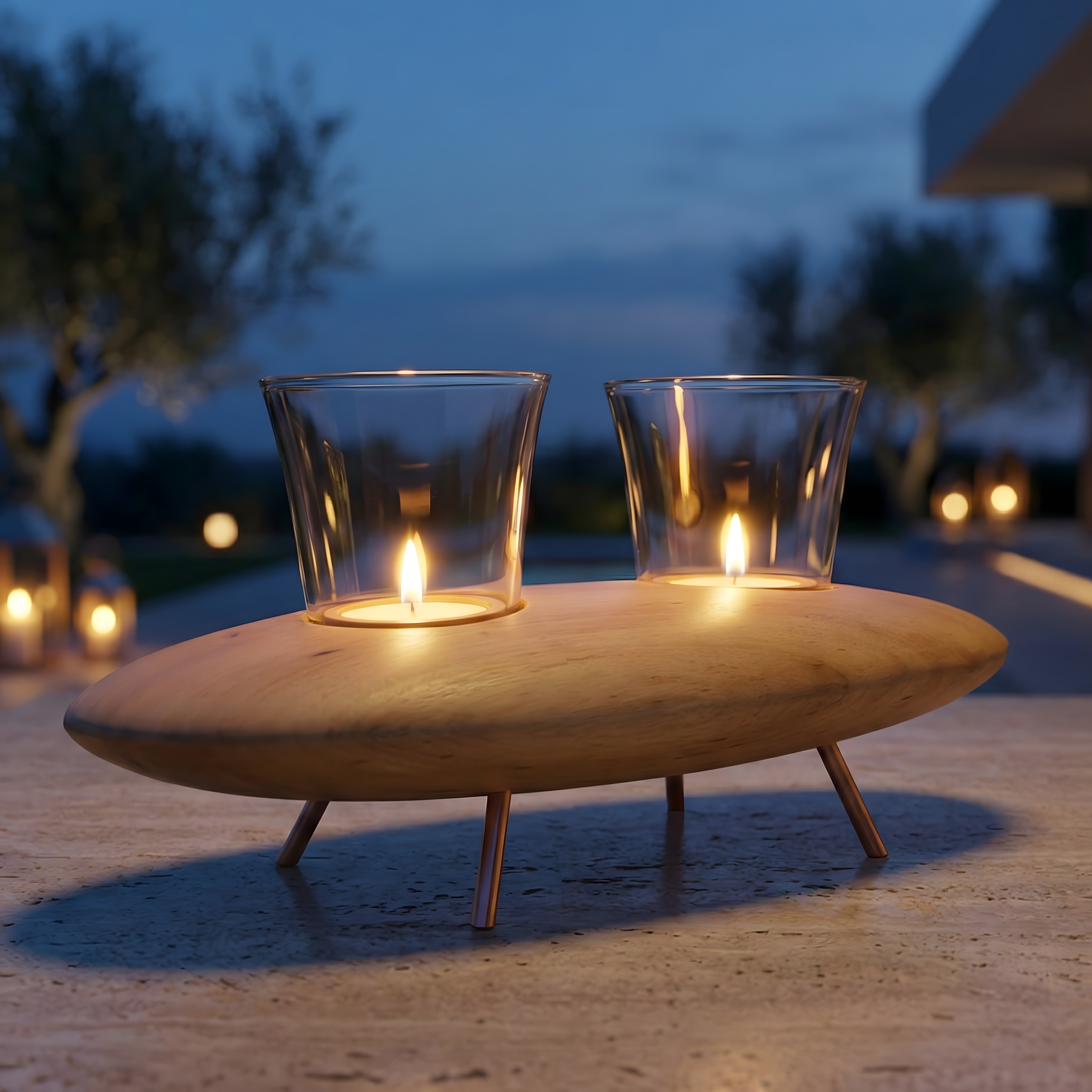 Ceviz Ağacı Badem Tealight Dış Mekan Mumluk