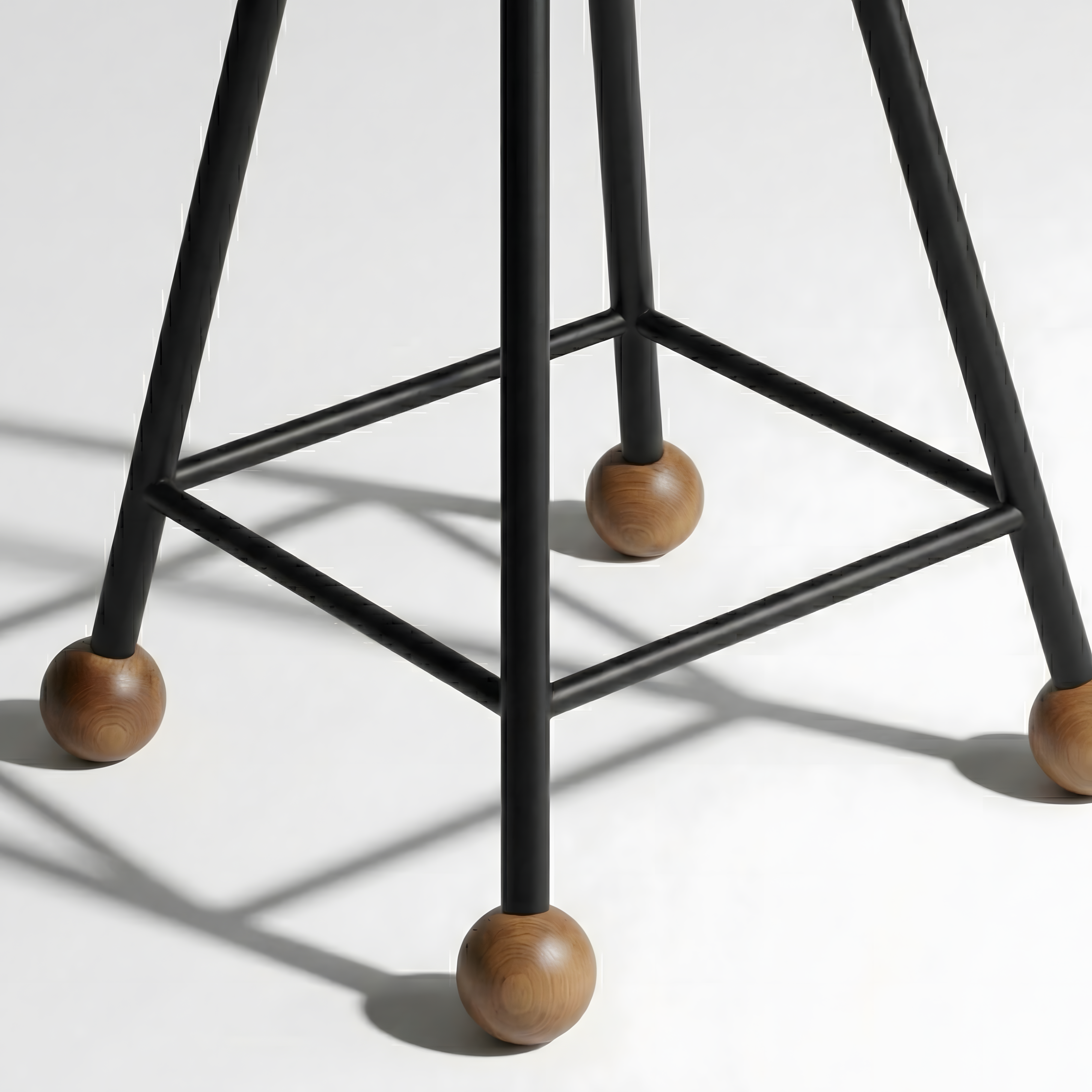 Tabure Ahşap Siyah Metal Ayaklı – 55cm