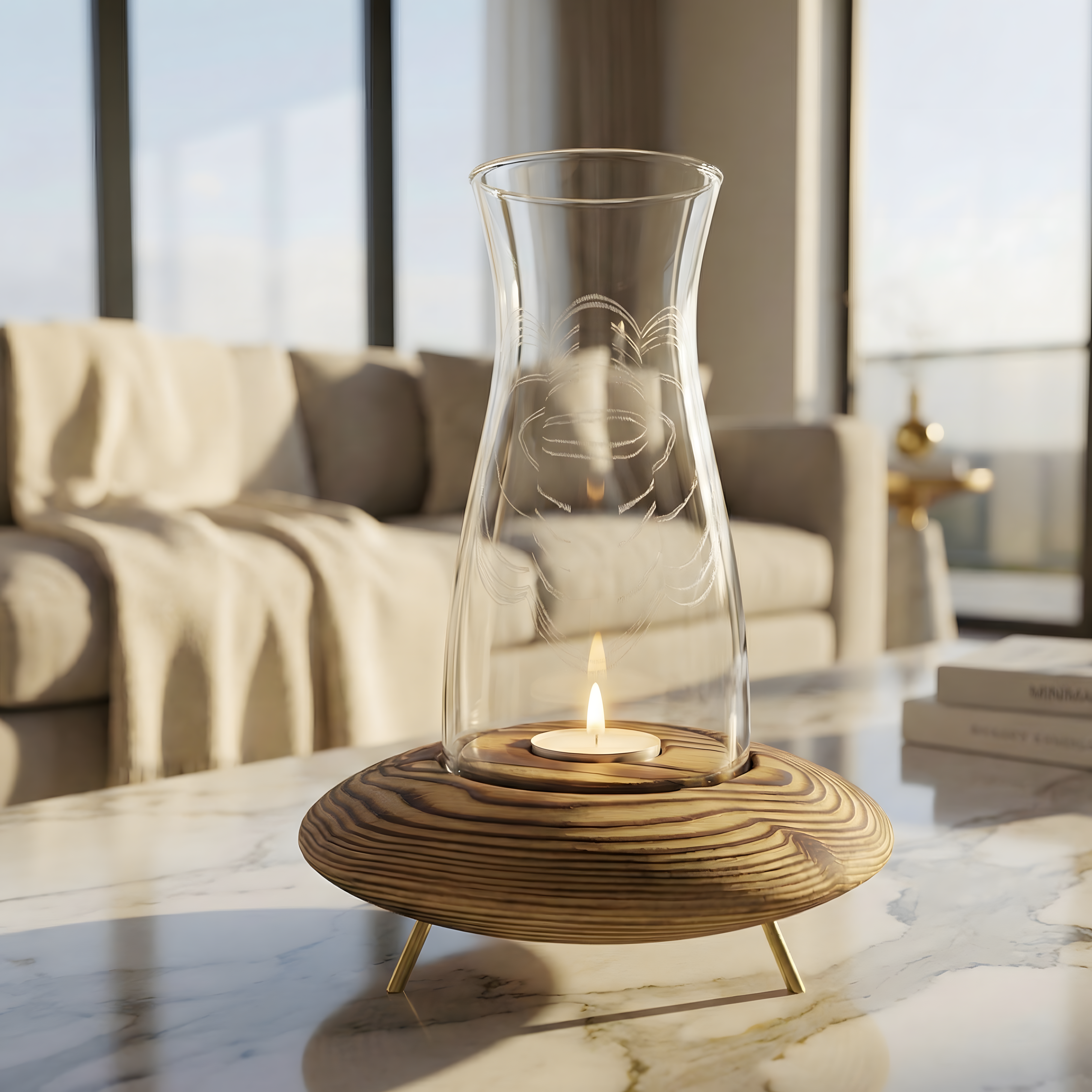 Fanuslu Doğal Renk Tealight Mumluk