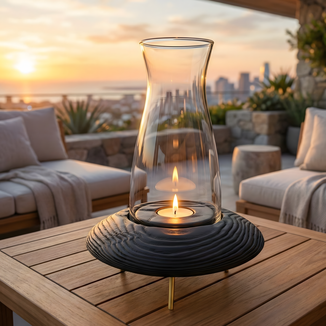 Fanuslu Tealight Siyah Mumluk