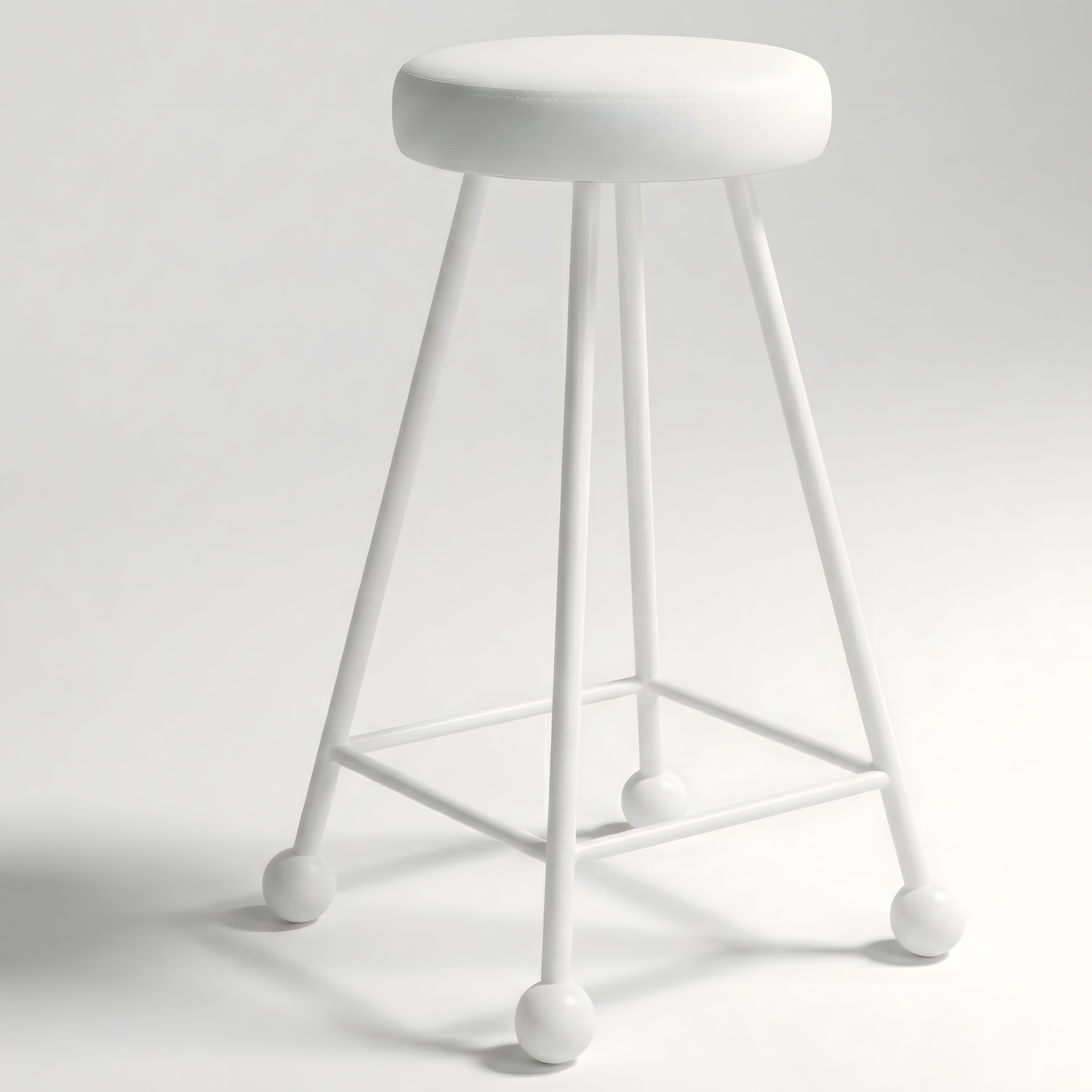 Bar Taburesi Deri Döşemeli Bembeyaz Metal Ayaklı – 65cm