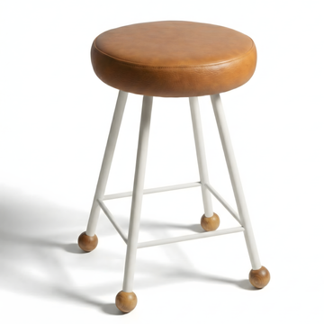 Tabure Deri Döşemeli Kahverengi Metal Ayaklı – 47cm