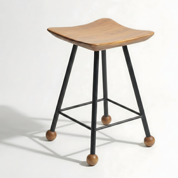 Tabure Ahşap Siyah Metal Ayaklı – 47cm