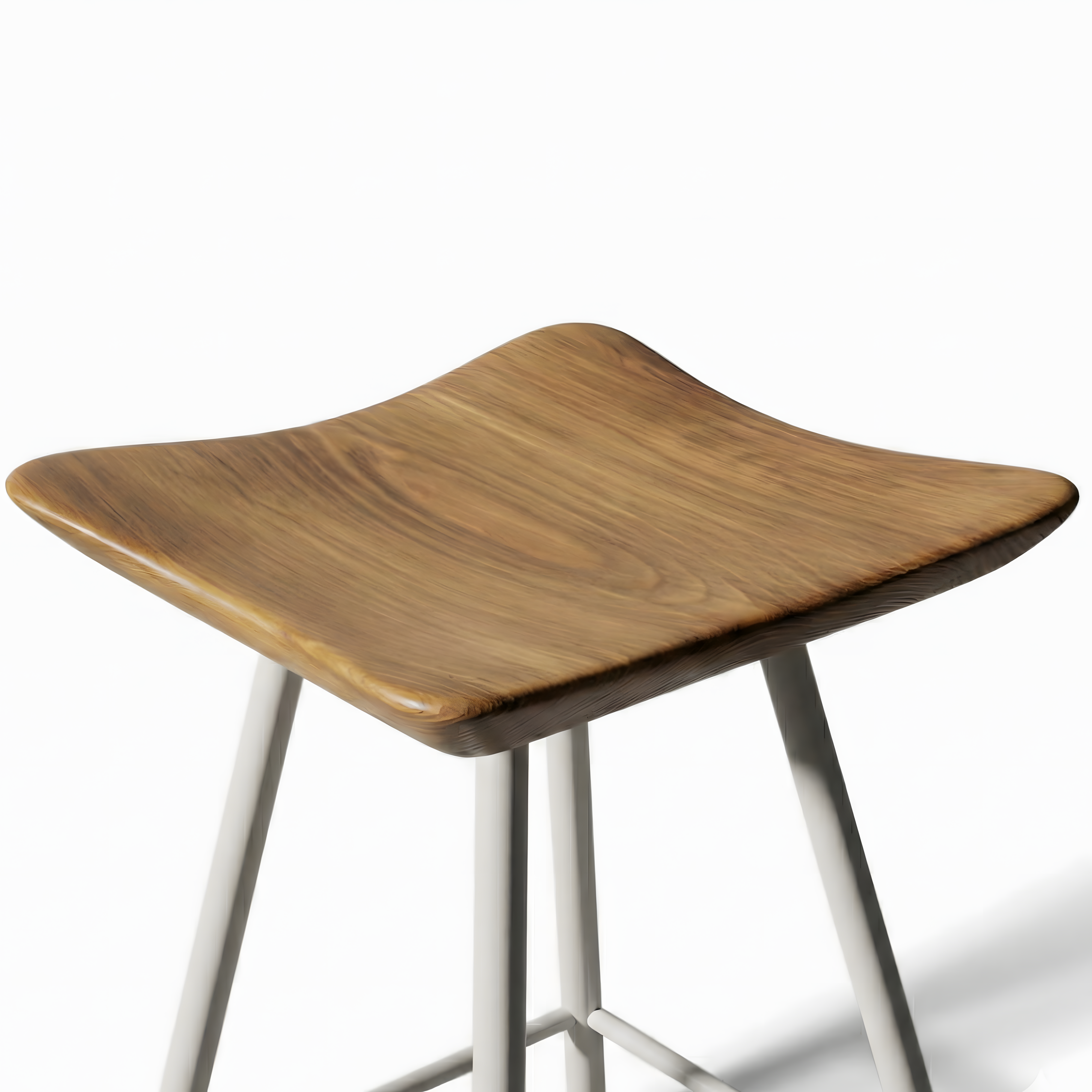 Tabure Ahşap Beyaz Metal Ayaklı – 47cm