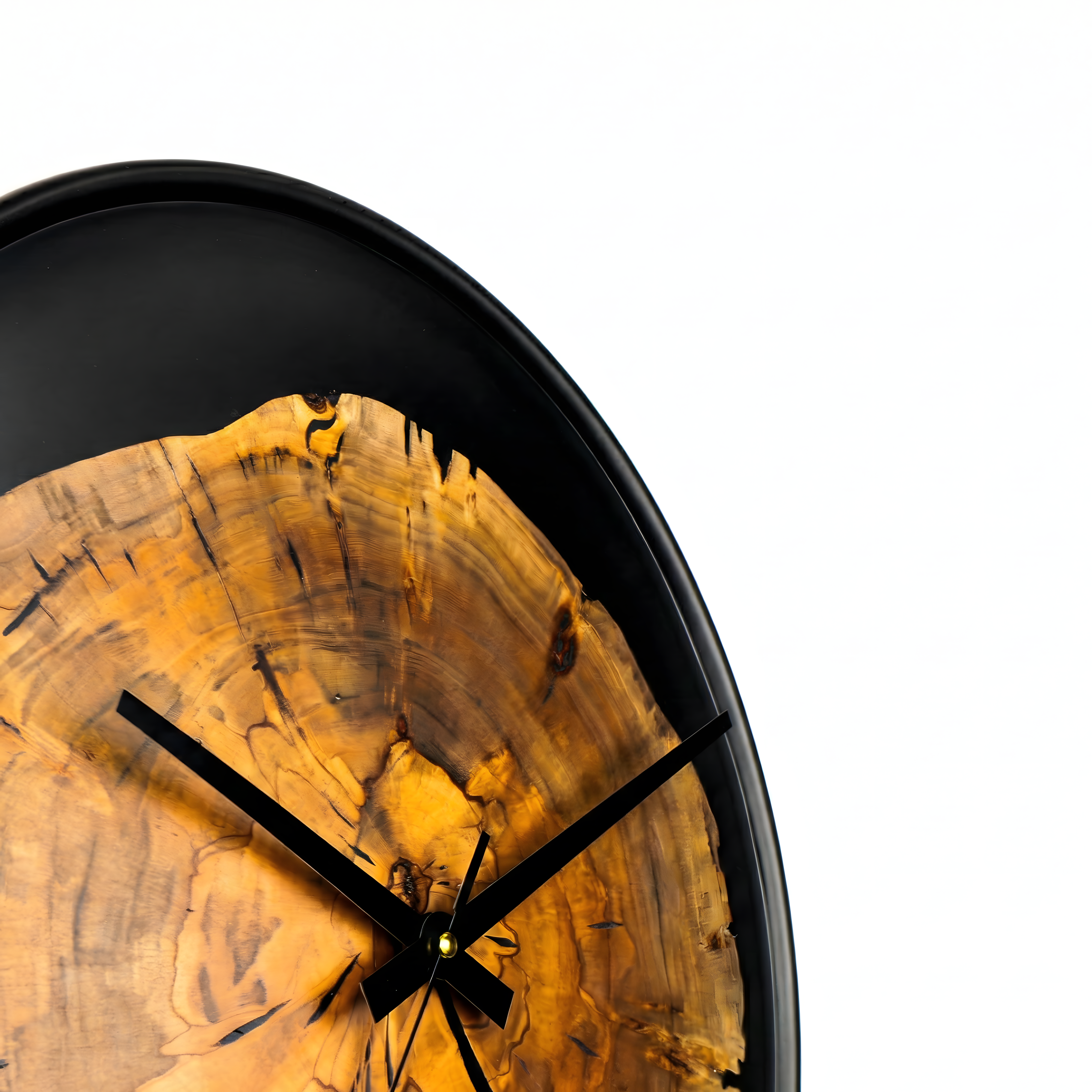 Duvar Saati Siyah Epoxy Bombeli – Ø49cm