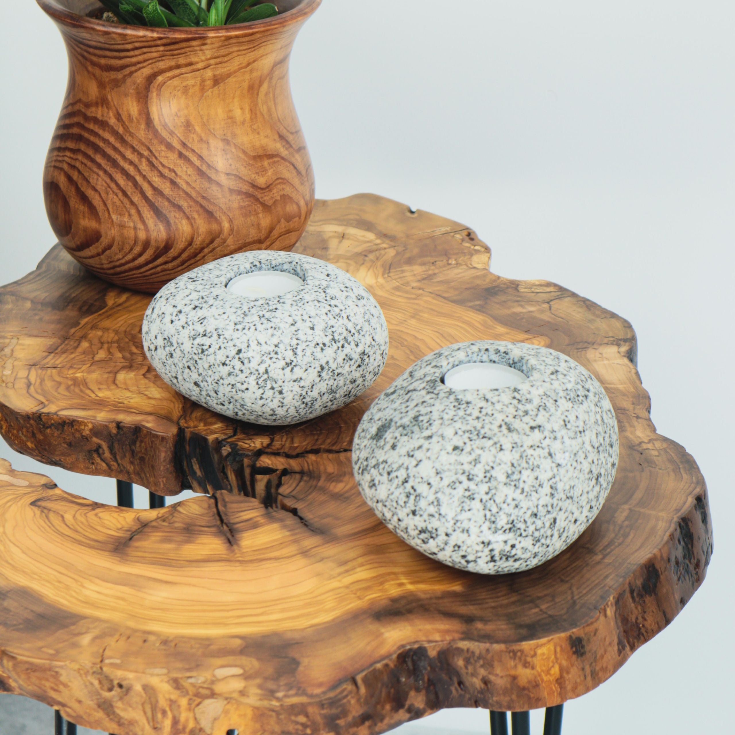 Doğal Taş Bergama Graniti Tealight Mumluk