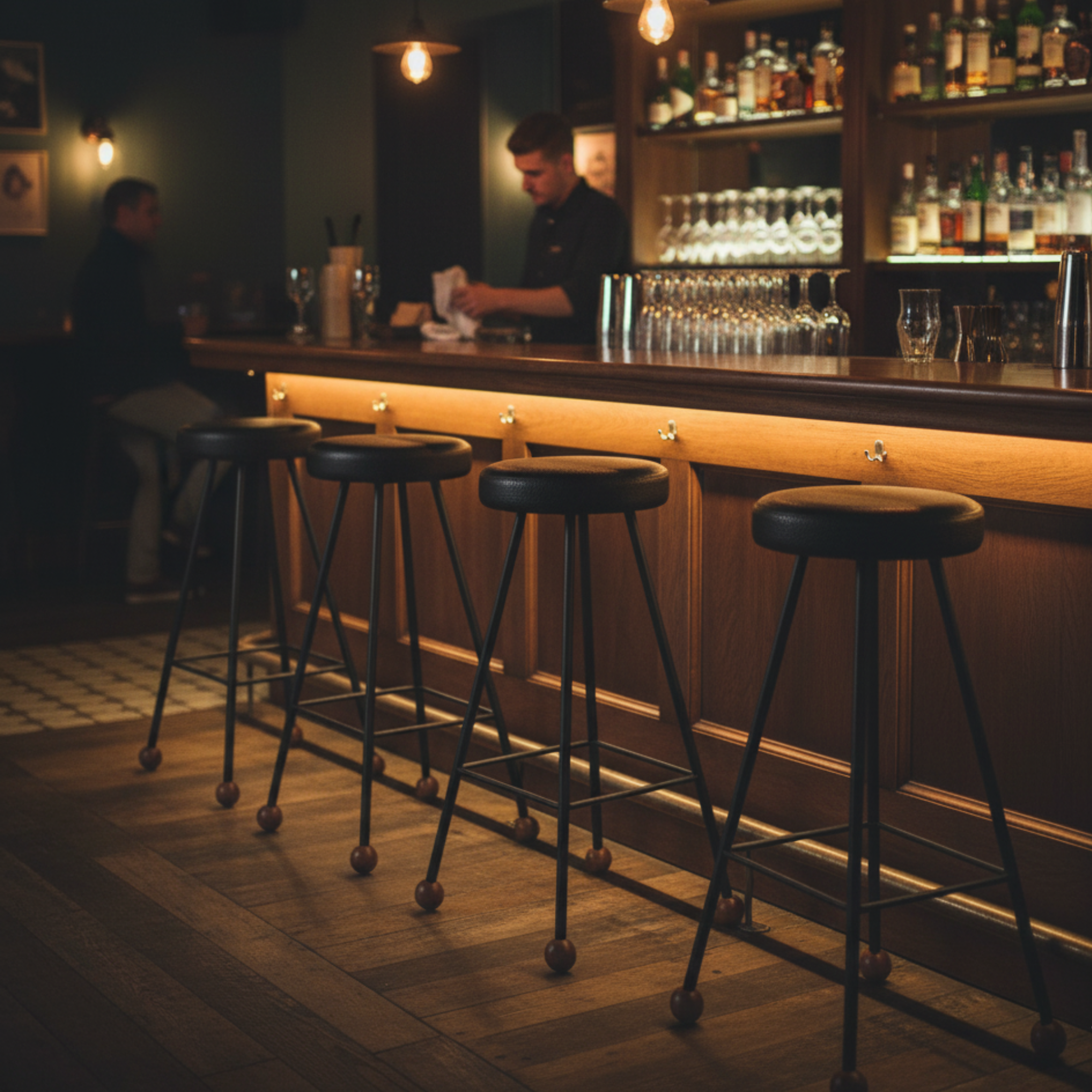 Bar Taburesi Deri Döşemeli Siyah Metal Ayaklı – 75cm