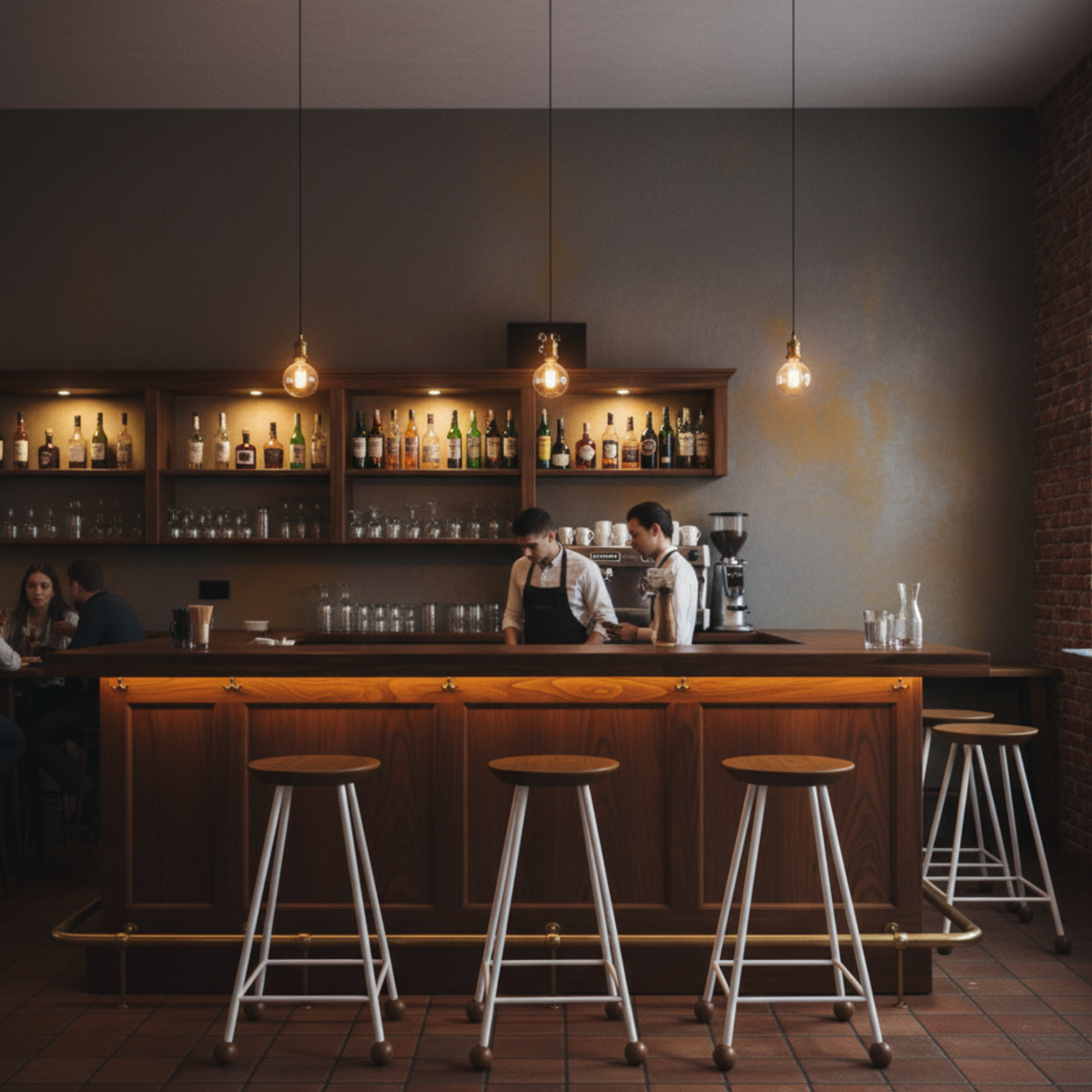 Bar Taburesi Ahşap Beyaz Metal Ayaklı – 65cm