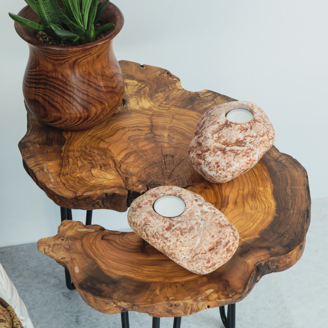 Doğal Taş Rosa Aegean Tealight Mumluk