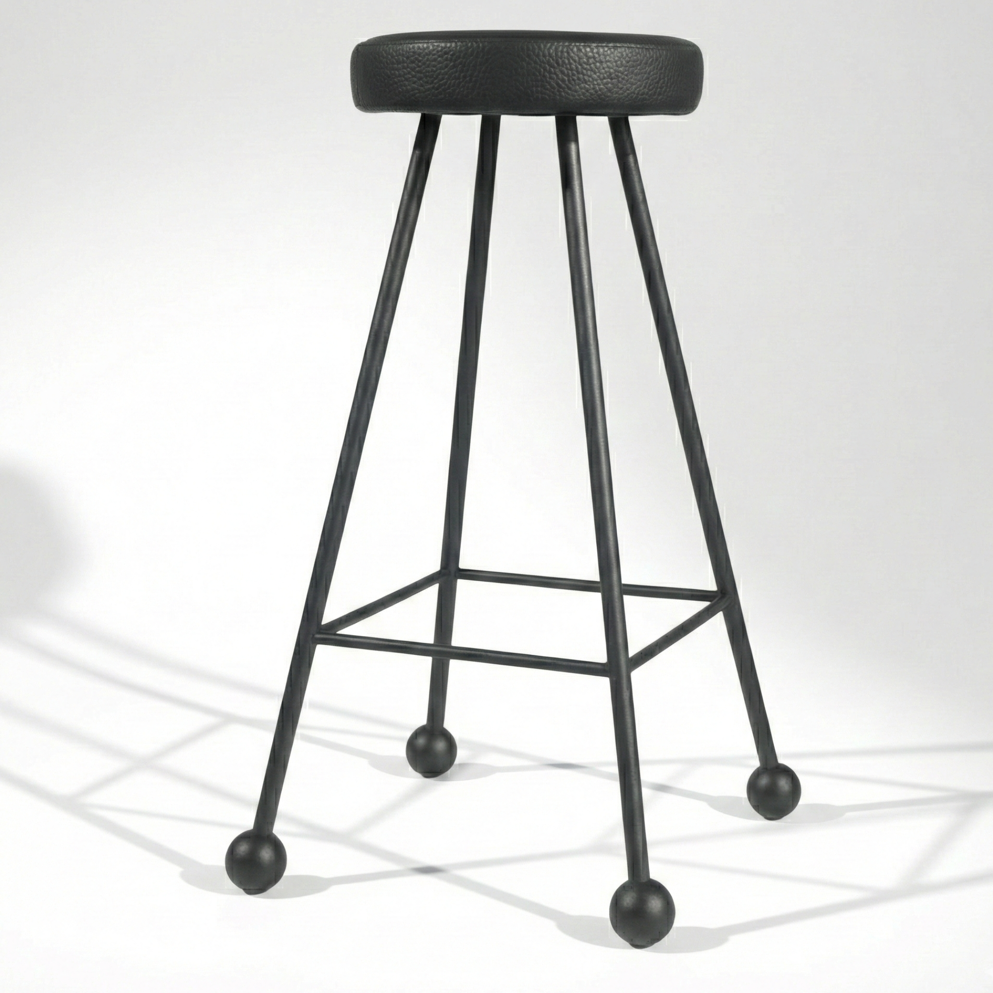 Bar Taburesi Deri Döşemeli Simsiyah Metal Ayaklı – 75cm