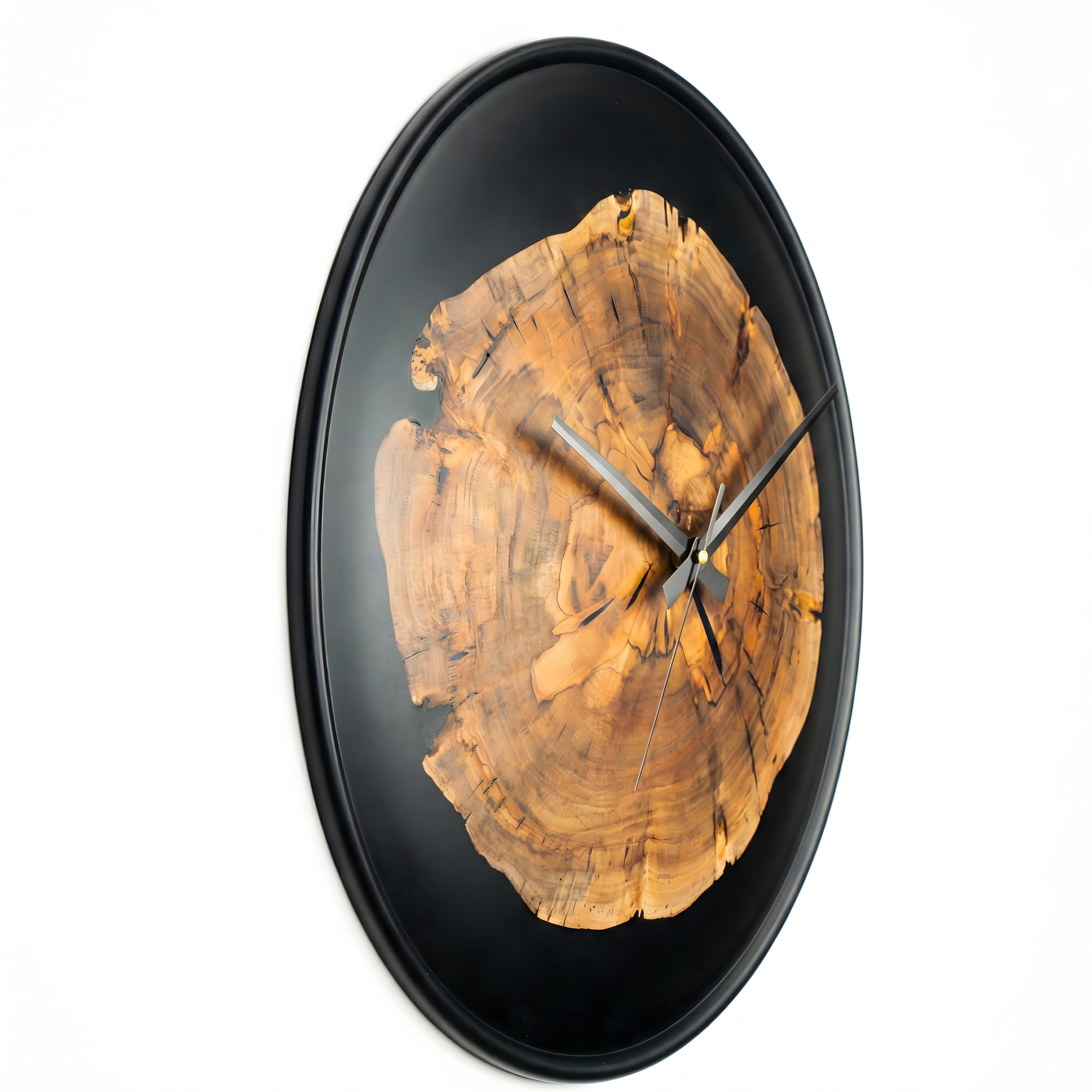 Duvar Saati Siyah Epoxy Bombeli – Ø49cm