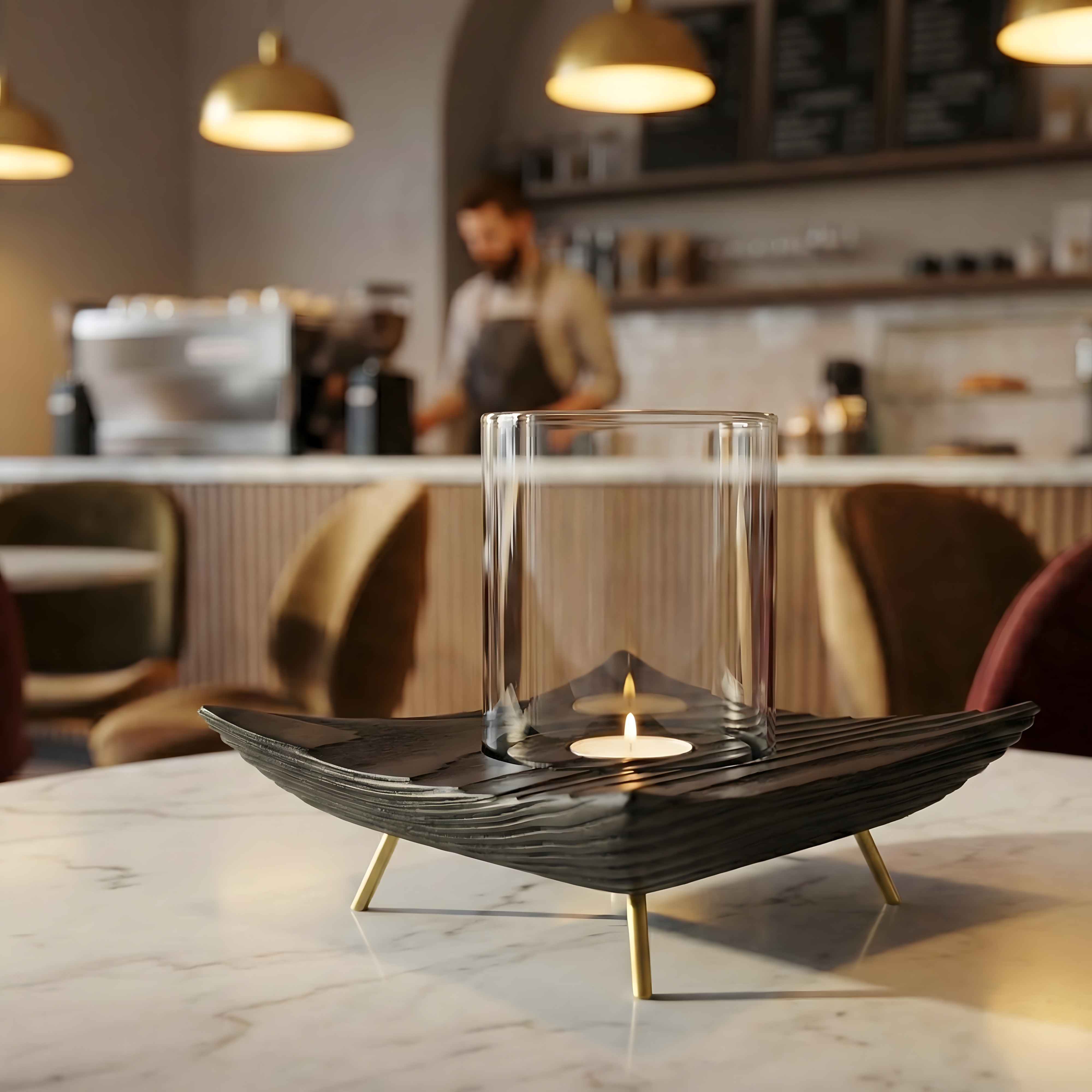 Siyah Tealight Dış Mekan Mumluk