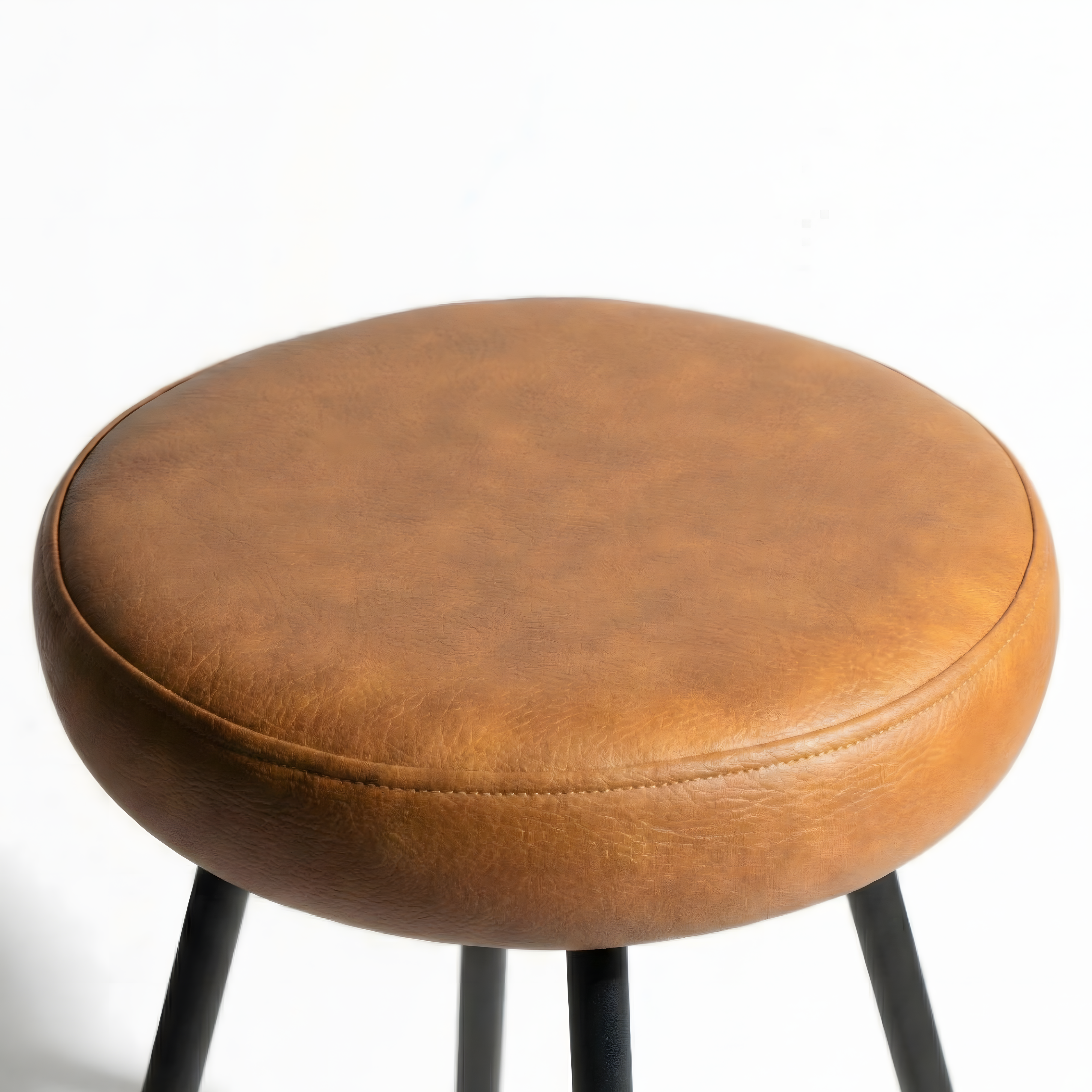 Tabure Deri Döşemeli Kahverengi Metal Ayaklı – 55cm