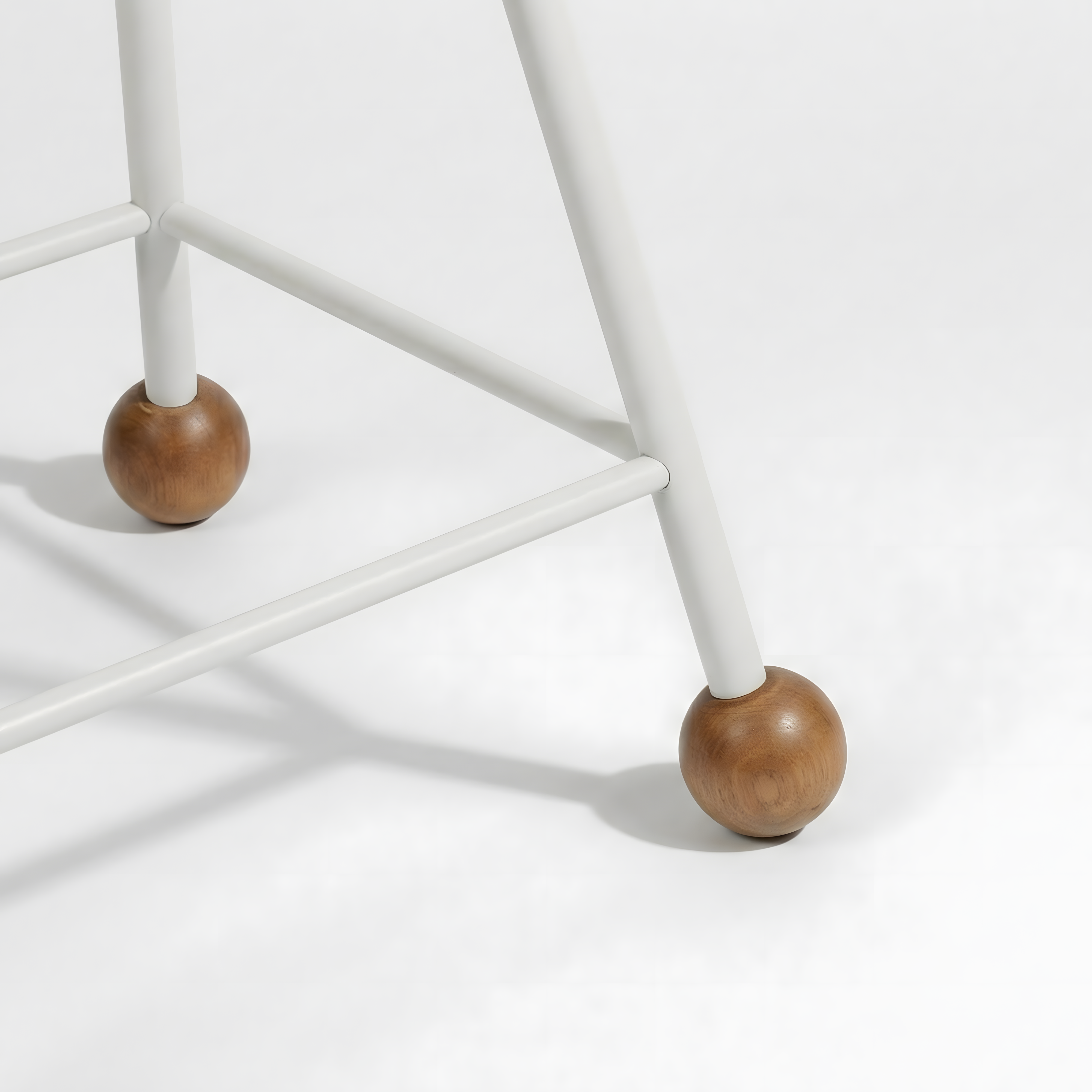 Tabure Ahşap Beyaz Metal Ayaklı – 55cm