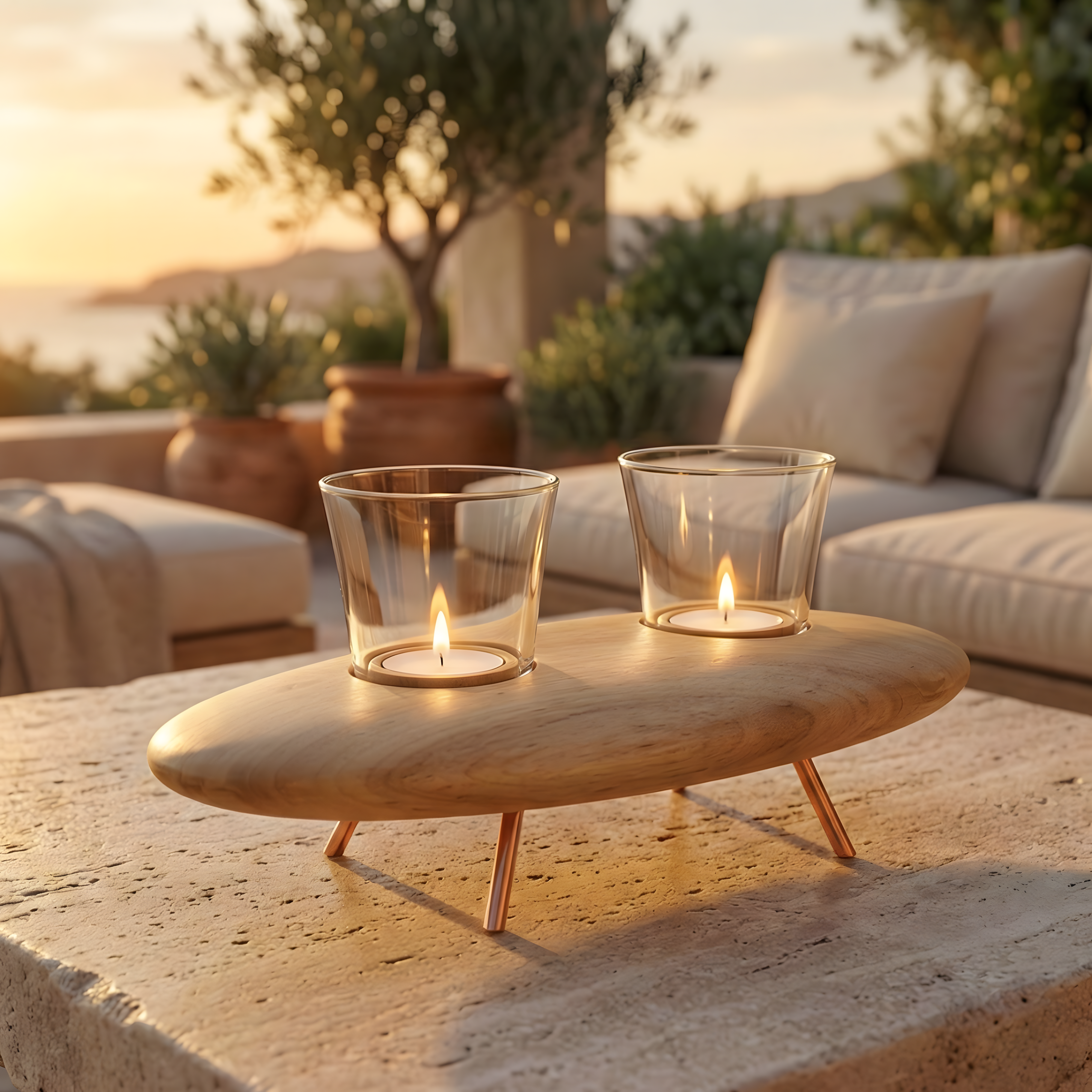 Ceviz Ağacı Badem Tealight Dış Mekan Mumluk