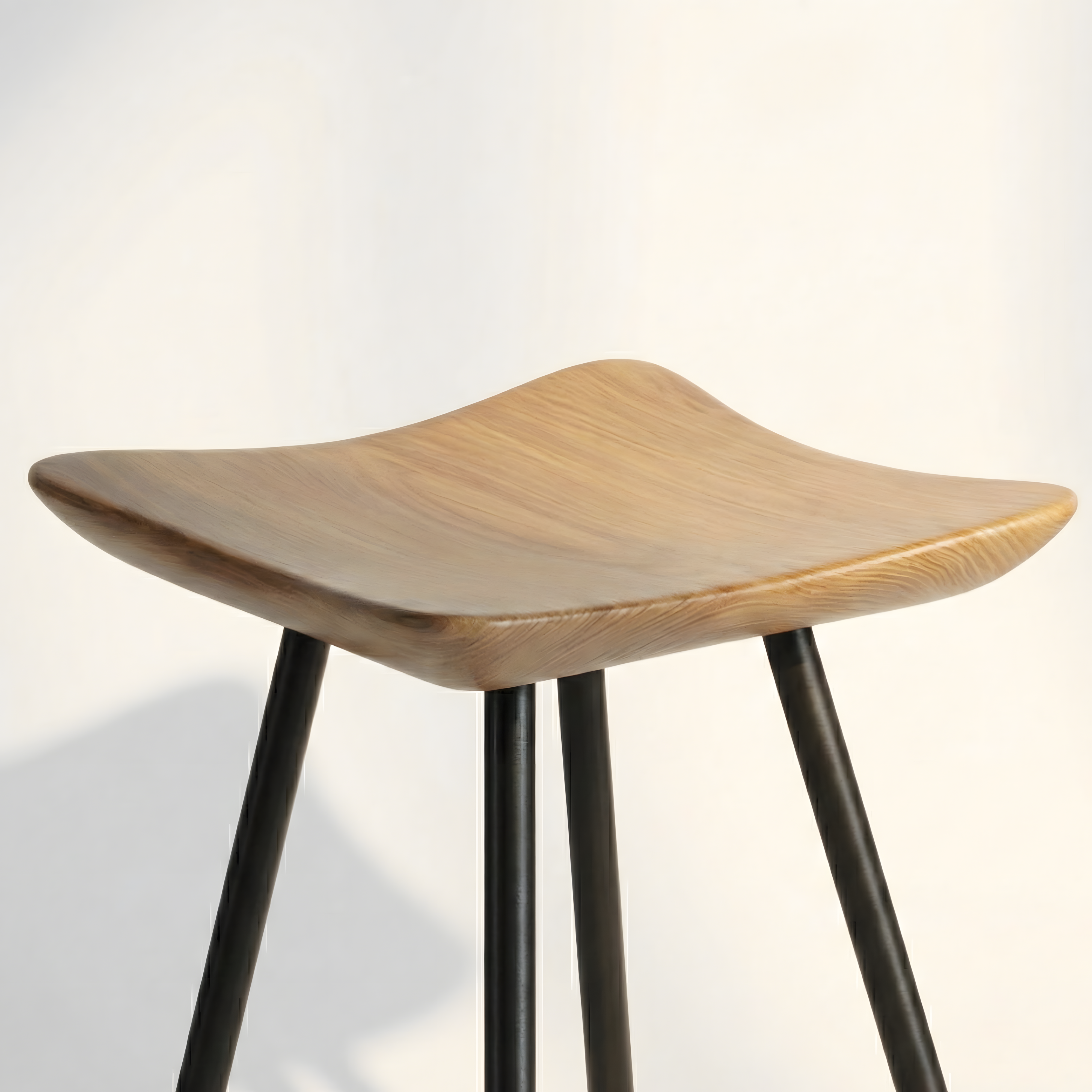 Tabure Ahşap Siyah Metal Ayaklı – 55cm