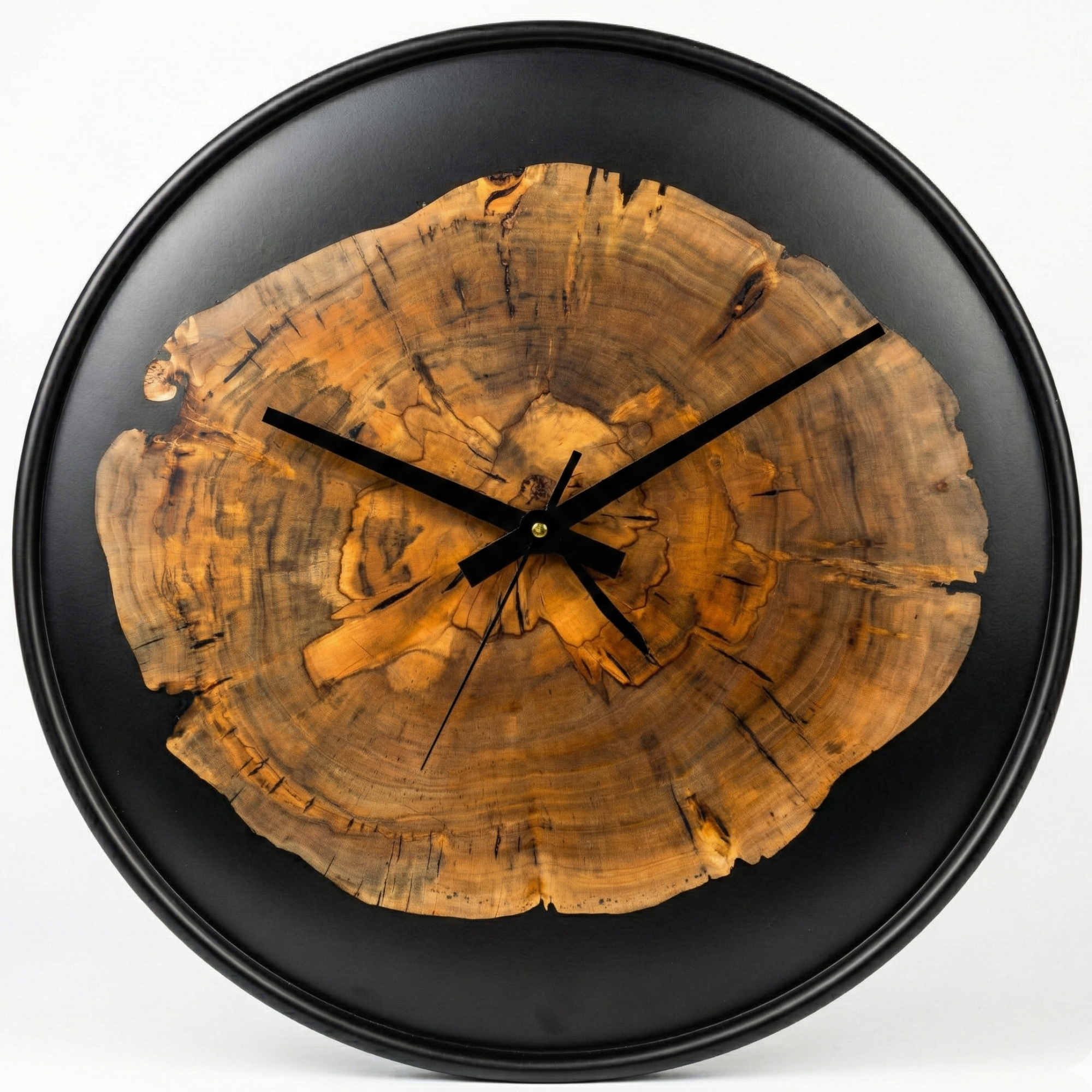 Duvar Saati Siyah Epoxy Bombeli – Ø49cm