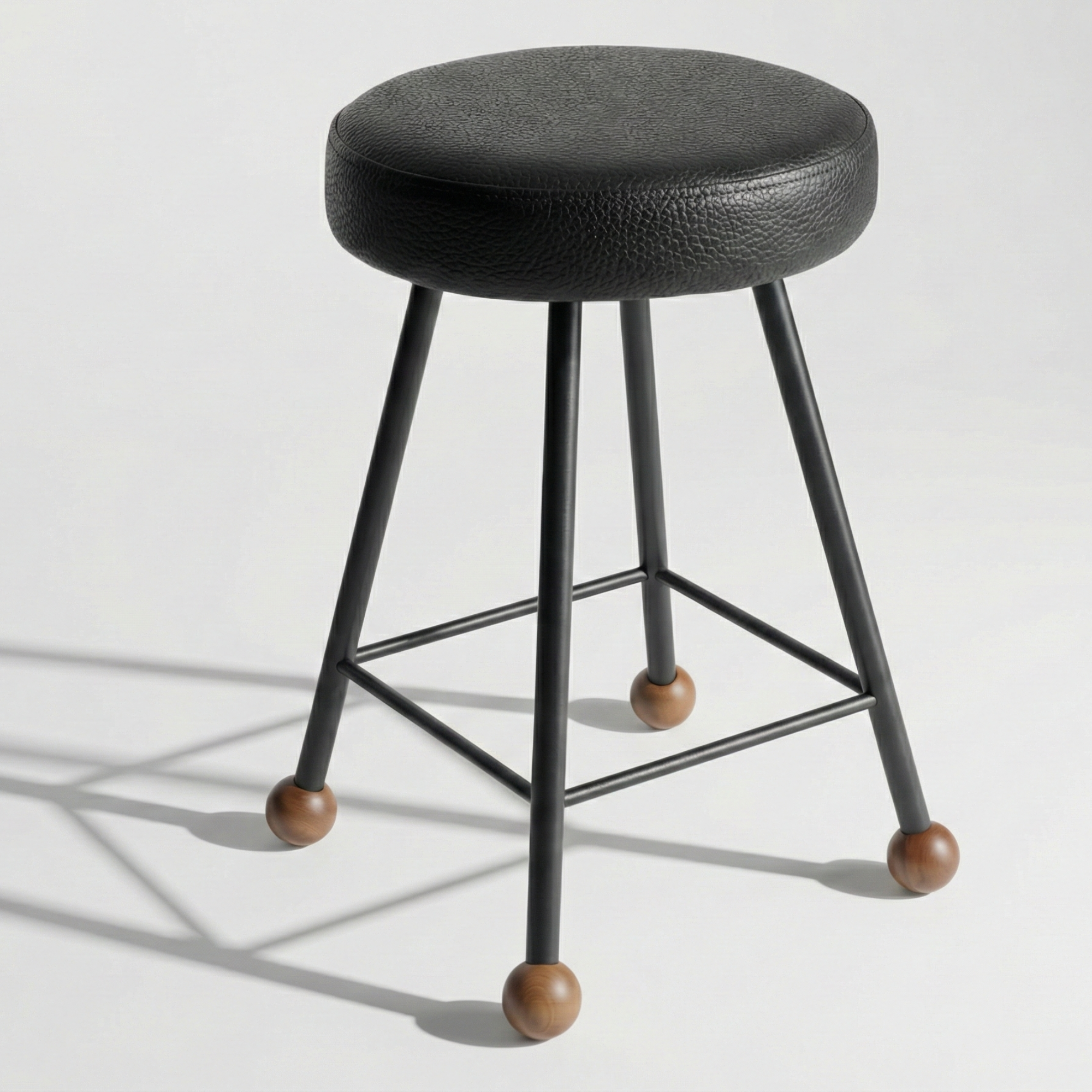 Bar Taburesi Deri Döşemeli Siyah Metal Ayaklı – 65cm