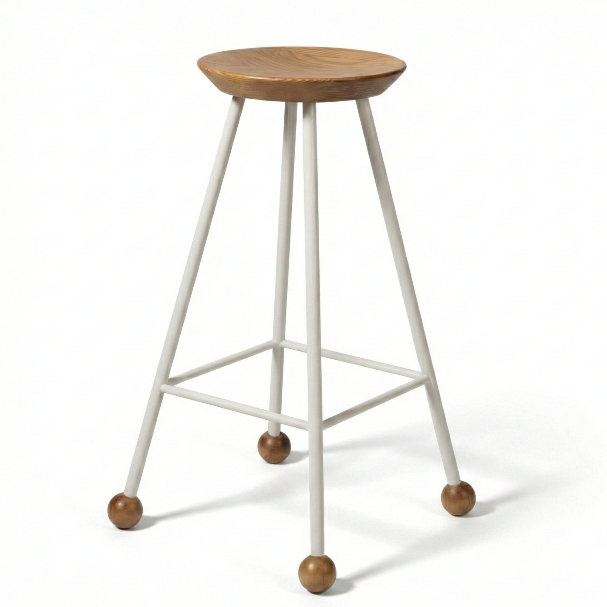 Bar Taburesi Ahşap Beyaz Metal Ayaklı – 75cm