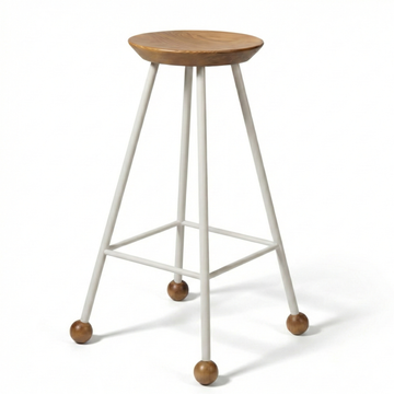 Bar Taburesi Ahşap Beyaz Metal Ayaklı – 75cm