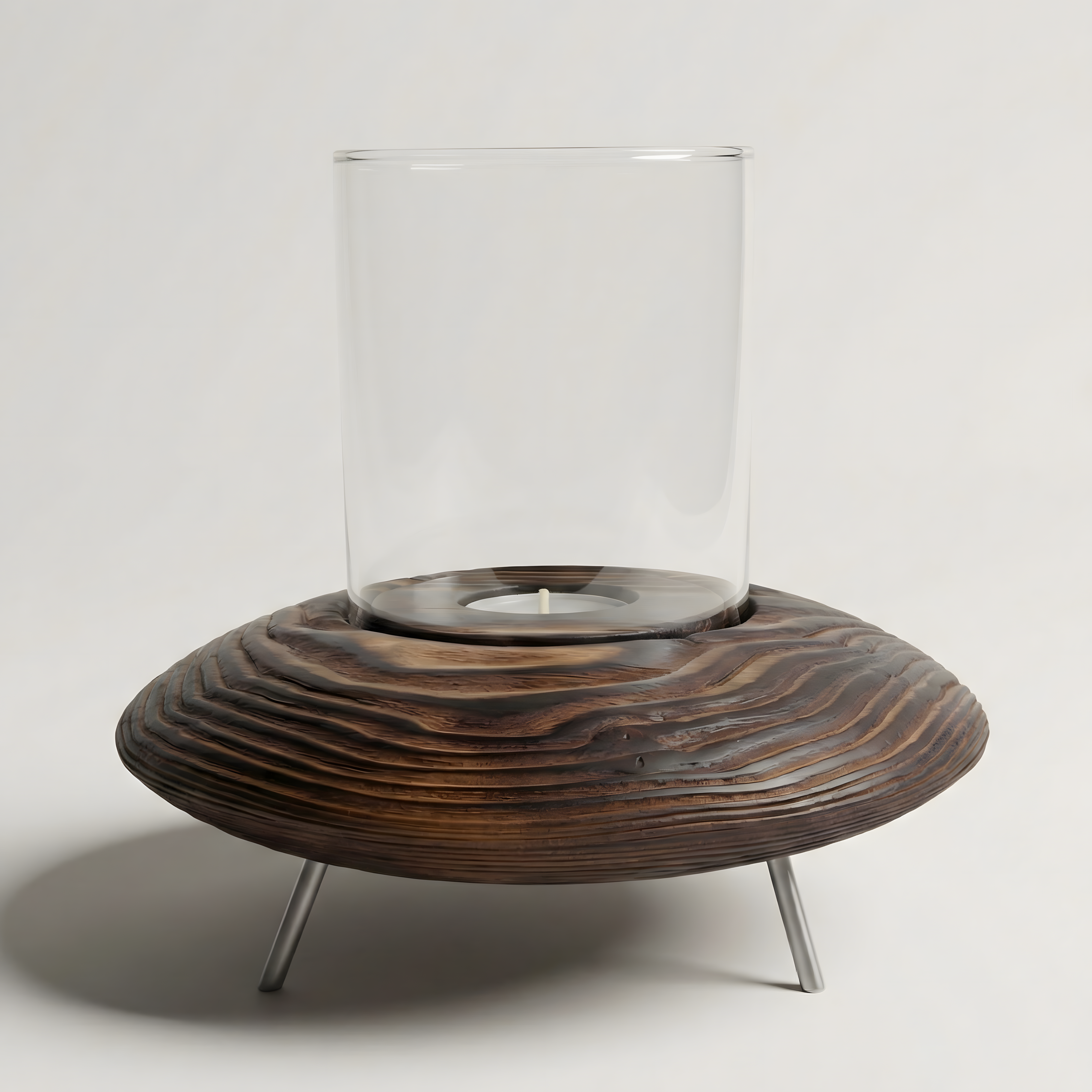 Fanuslu Ceviz Rengi Tealight Mumluk