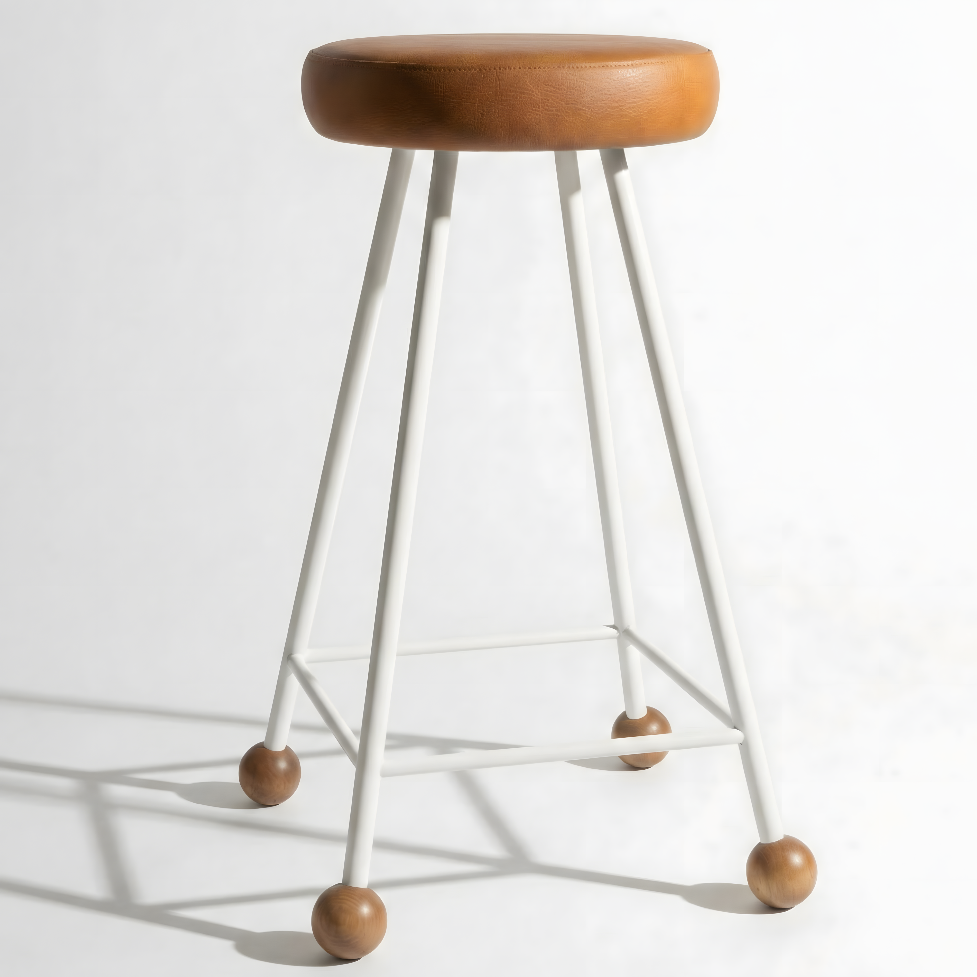 Bar Taburesi Deri Döşemeli Kahverengi Metal Ayaklı – 65cm