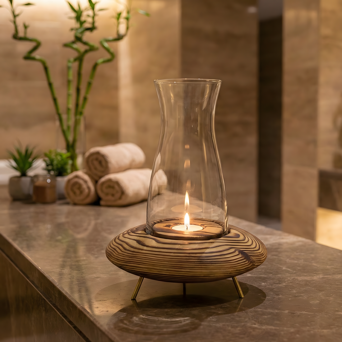 Fanuslu Doğal Renk Tealight Mumluk