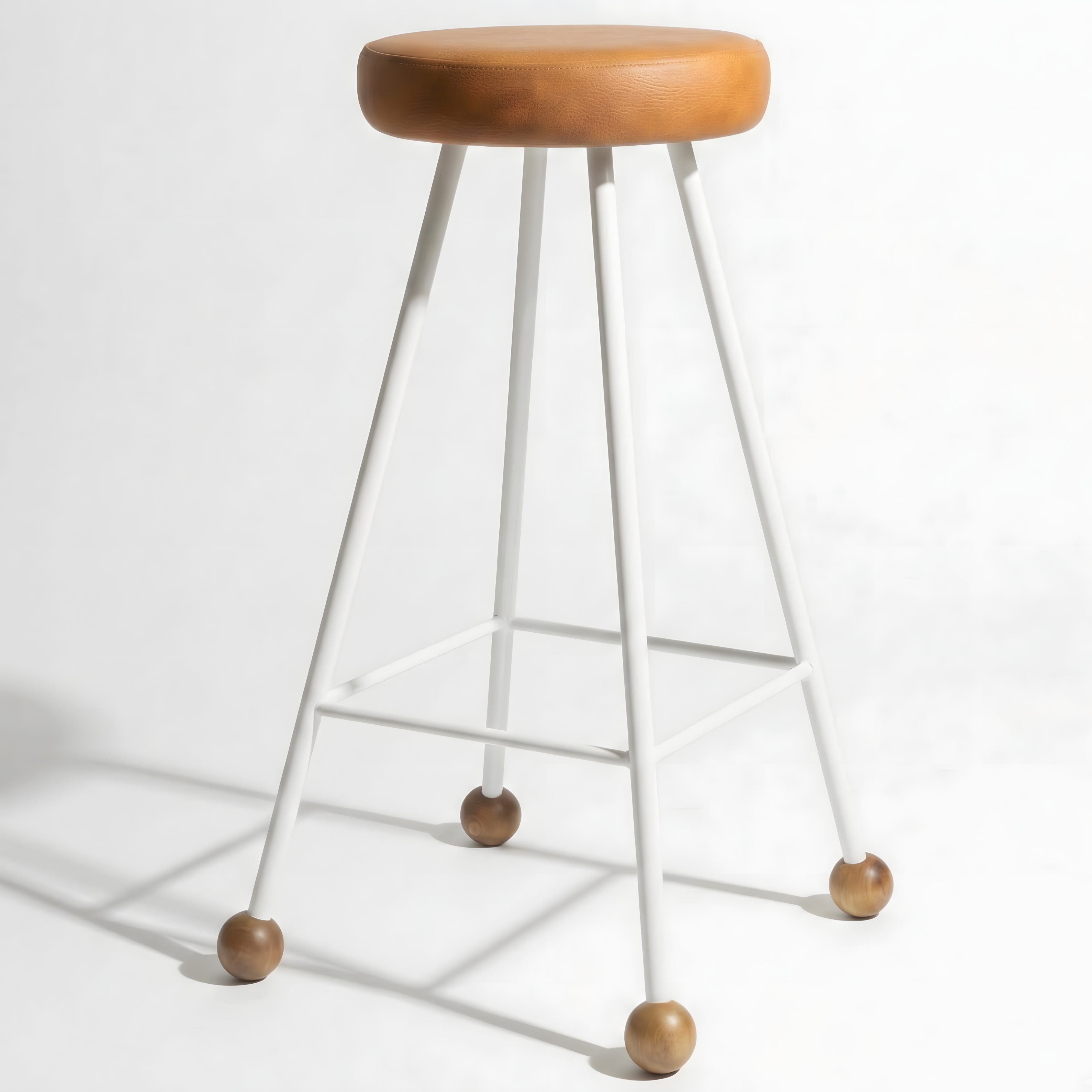 Bar Taburesi Deri Döşemeli Kahverengi Metal Ayaklı – 75cm