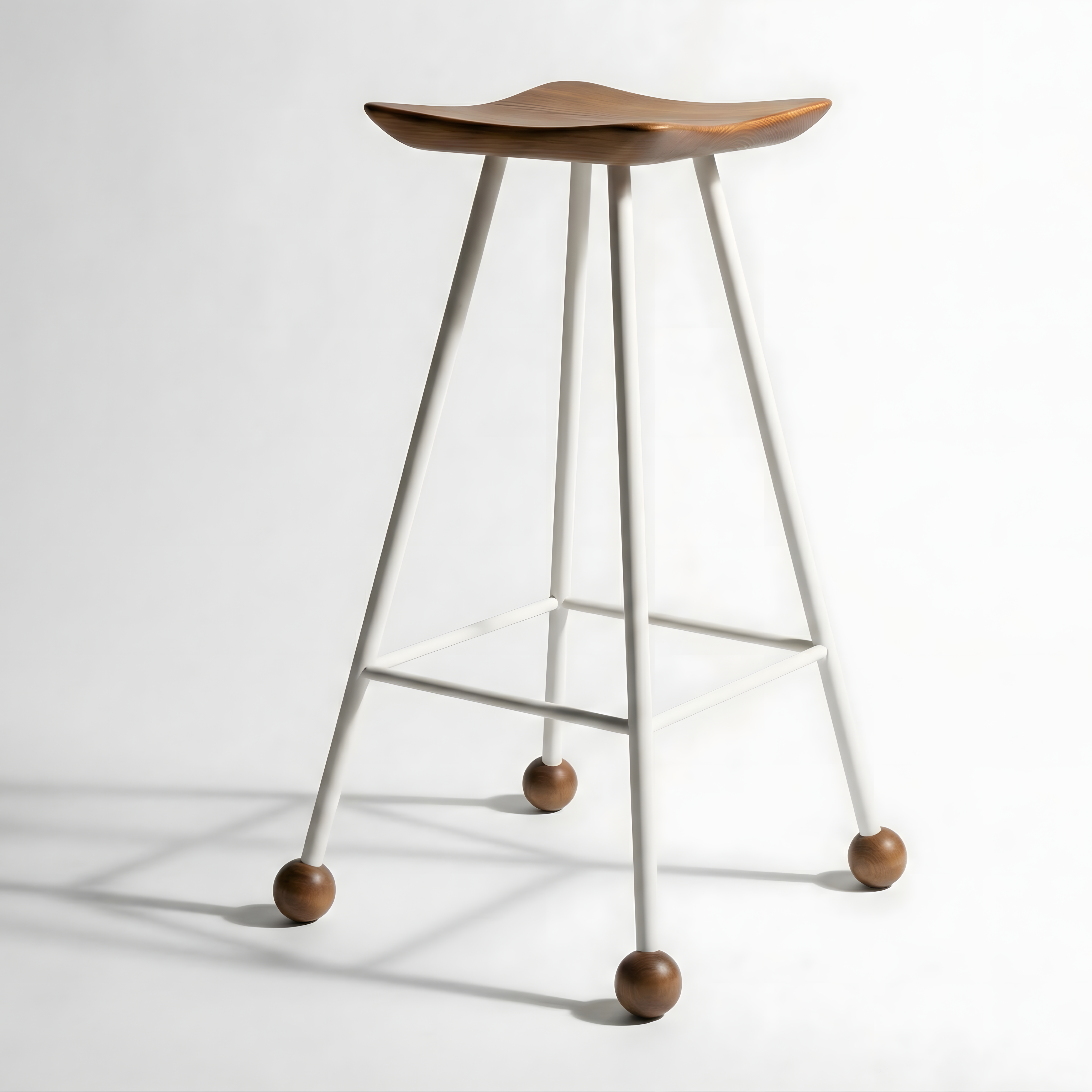 Bar Taburesi Ahşap Beyaz Metal Ayaklı – 75cm