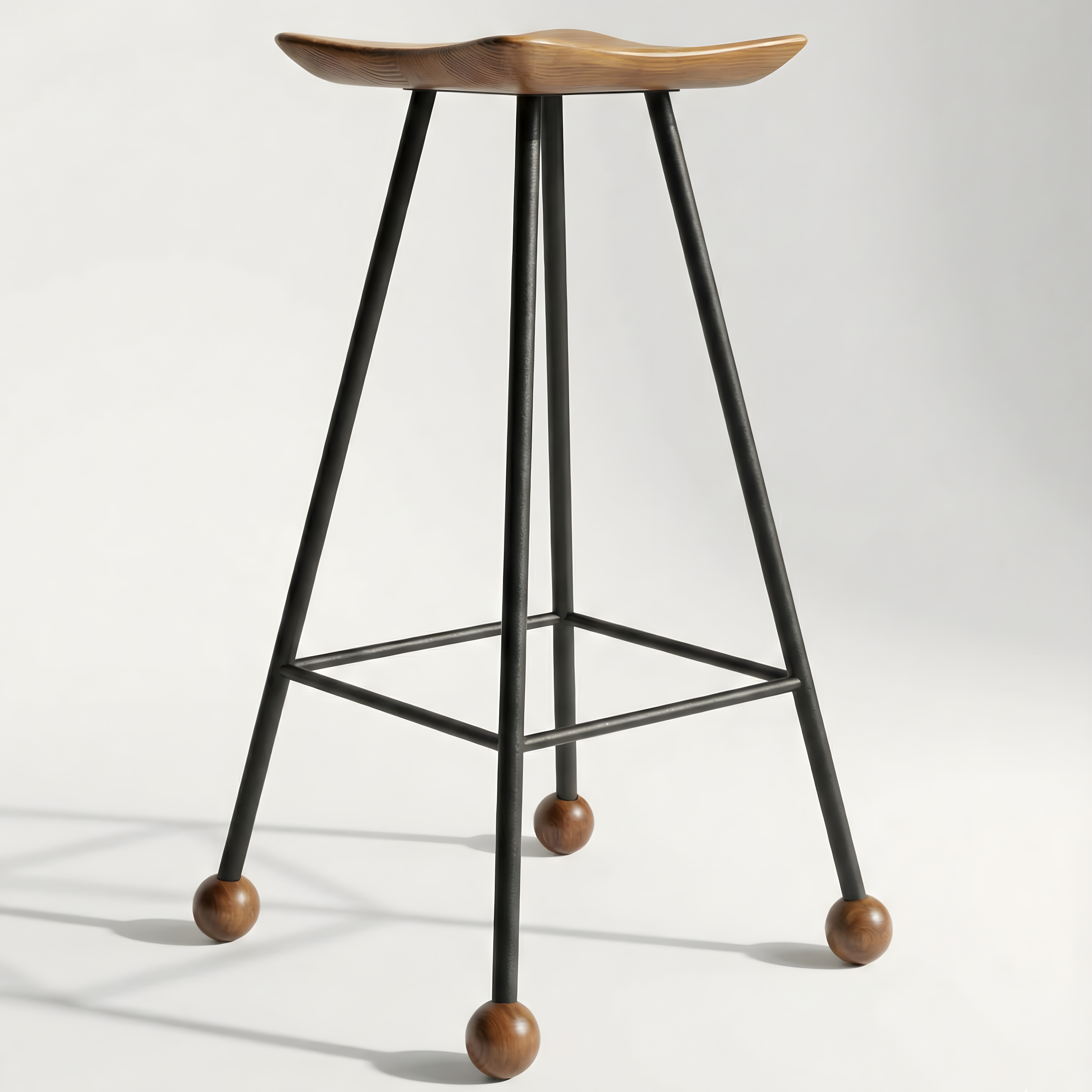 Bar Taburesi Ahşap Siyah Metal Ayaklı – 75cm