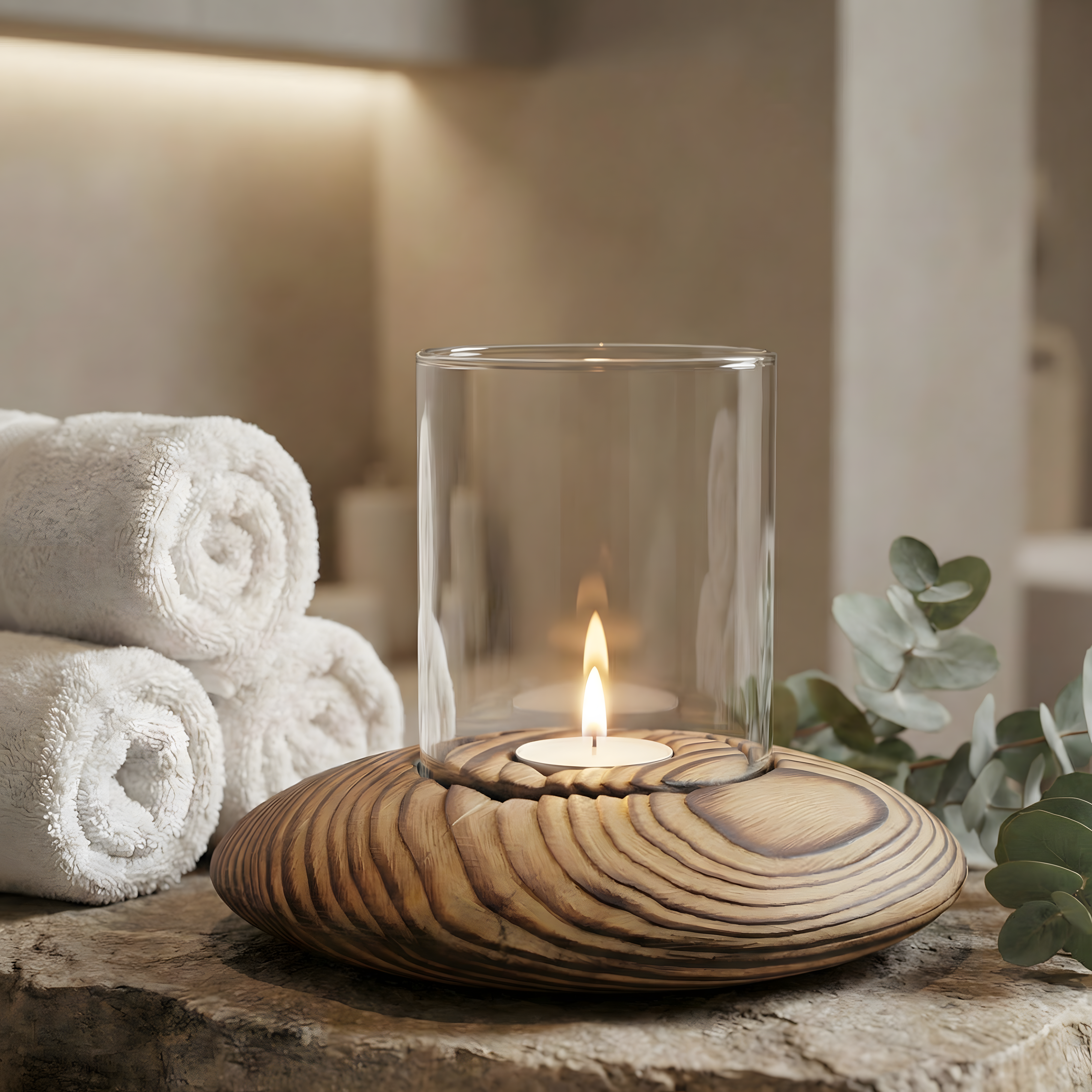 Fanuslu Doğal Renk Tealight Mumluk