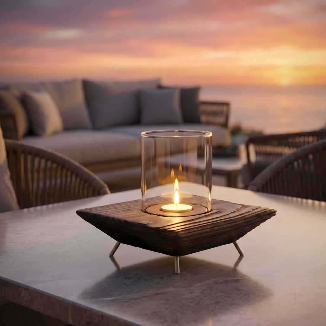 Ceviz Rengi Tealight Mumluk