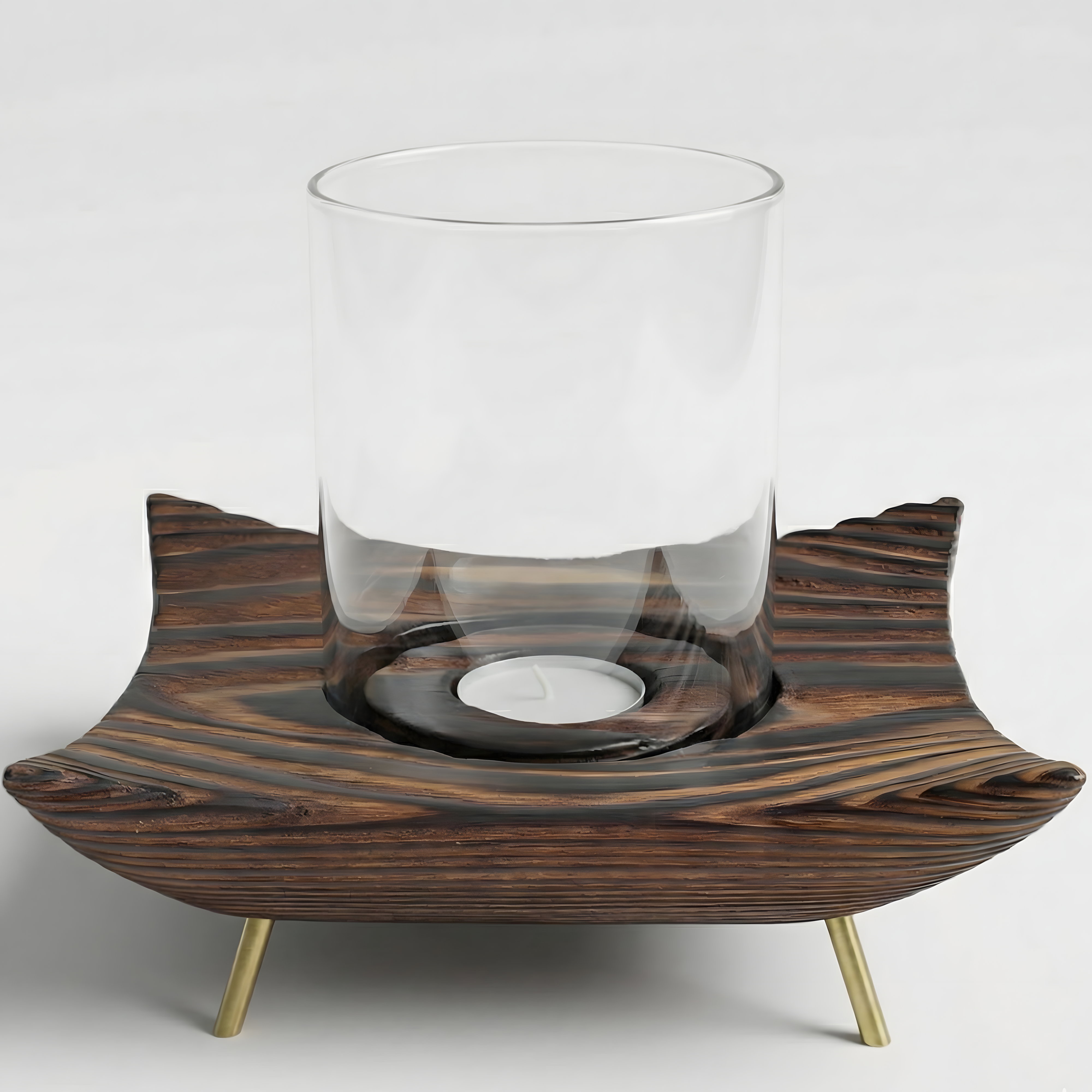 Ceviz Rengi Tealight Dış Mekan Mumluk