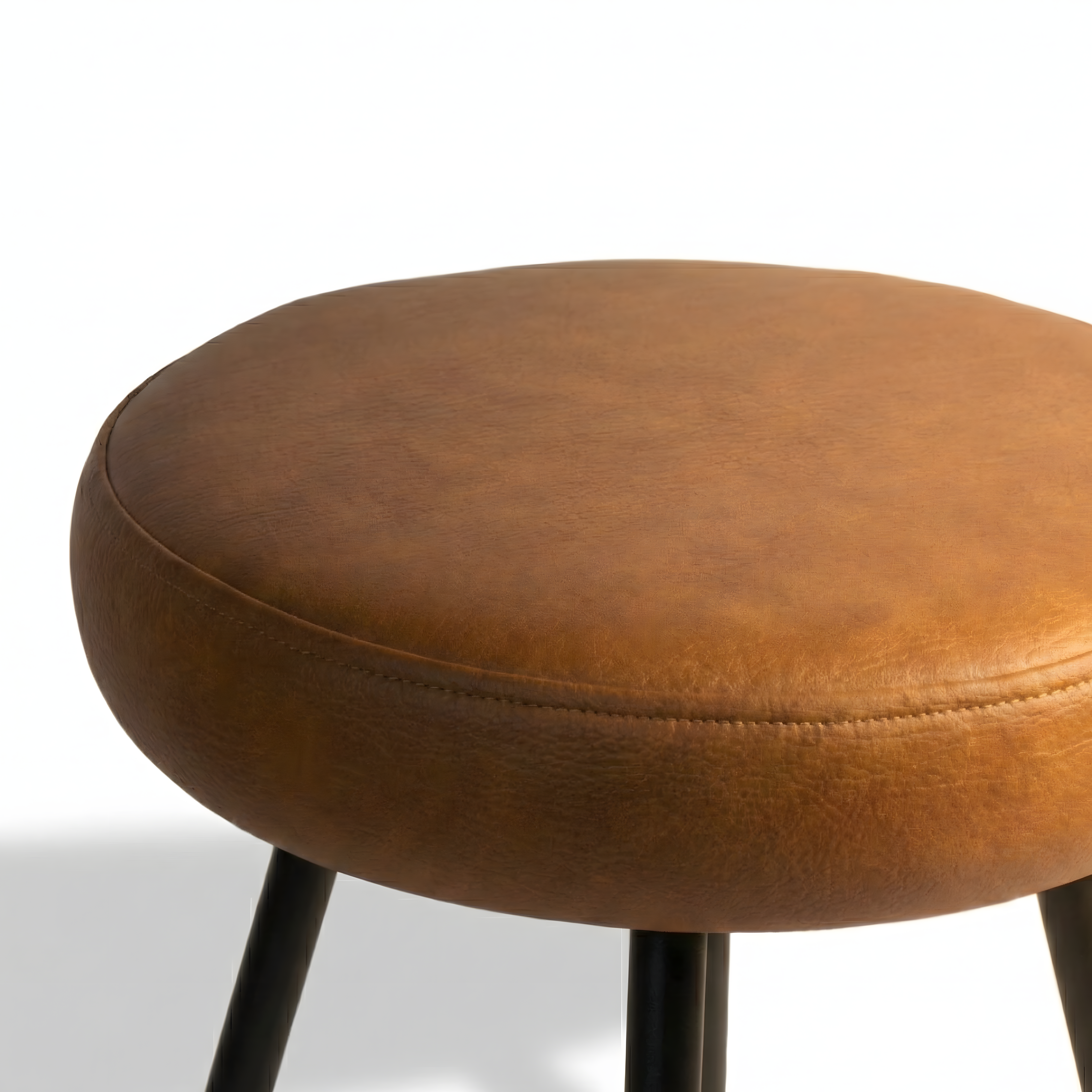 Tabure Deri Döşemeli Kahverengi Metal Ayaklı – 47cm