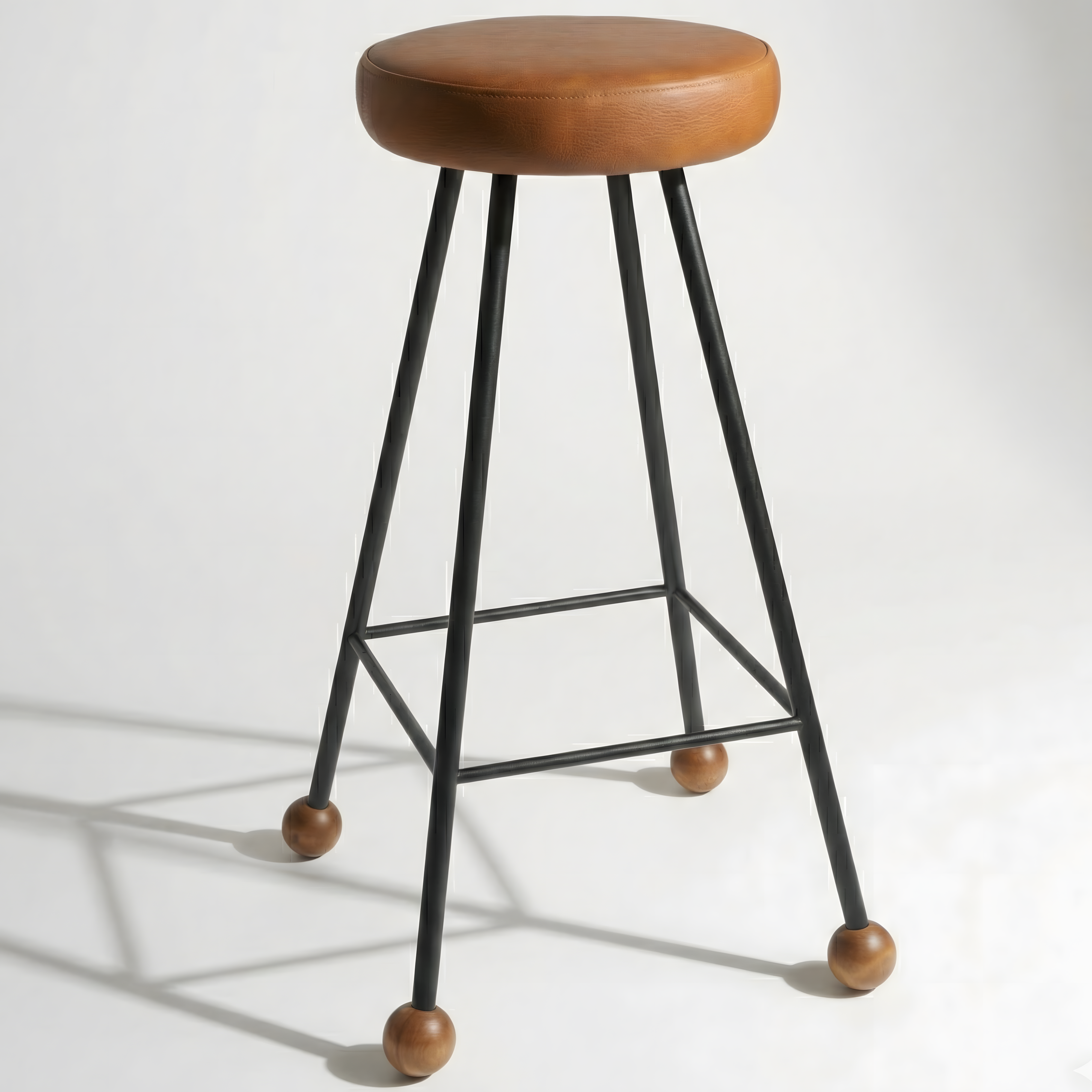 Bar Taburesi Deri Döşemeli Kahverengi Metal Ayaklı – 75cm