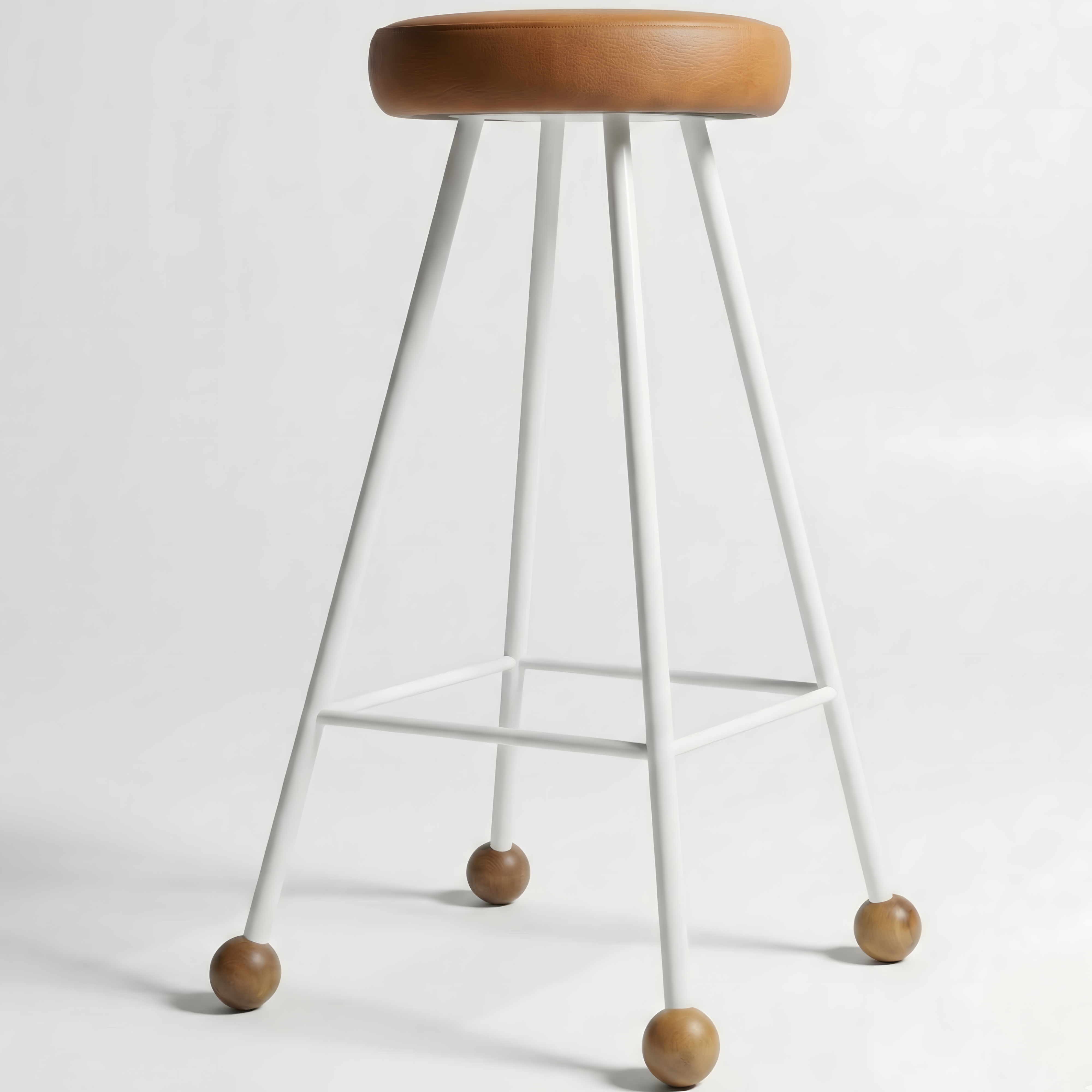 Bar Taburesi Deri Döşemeli Kahverengi Metal Ayaklı – 75cm