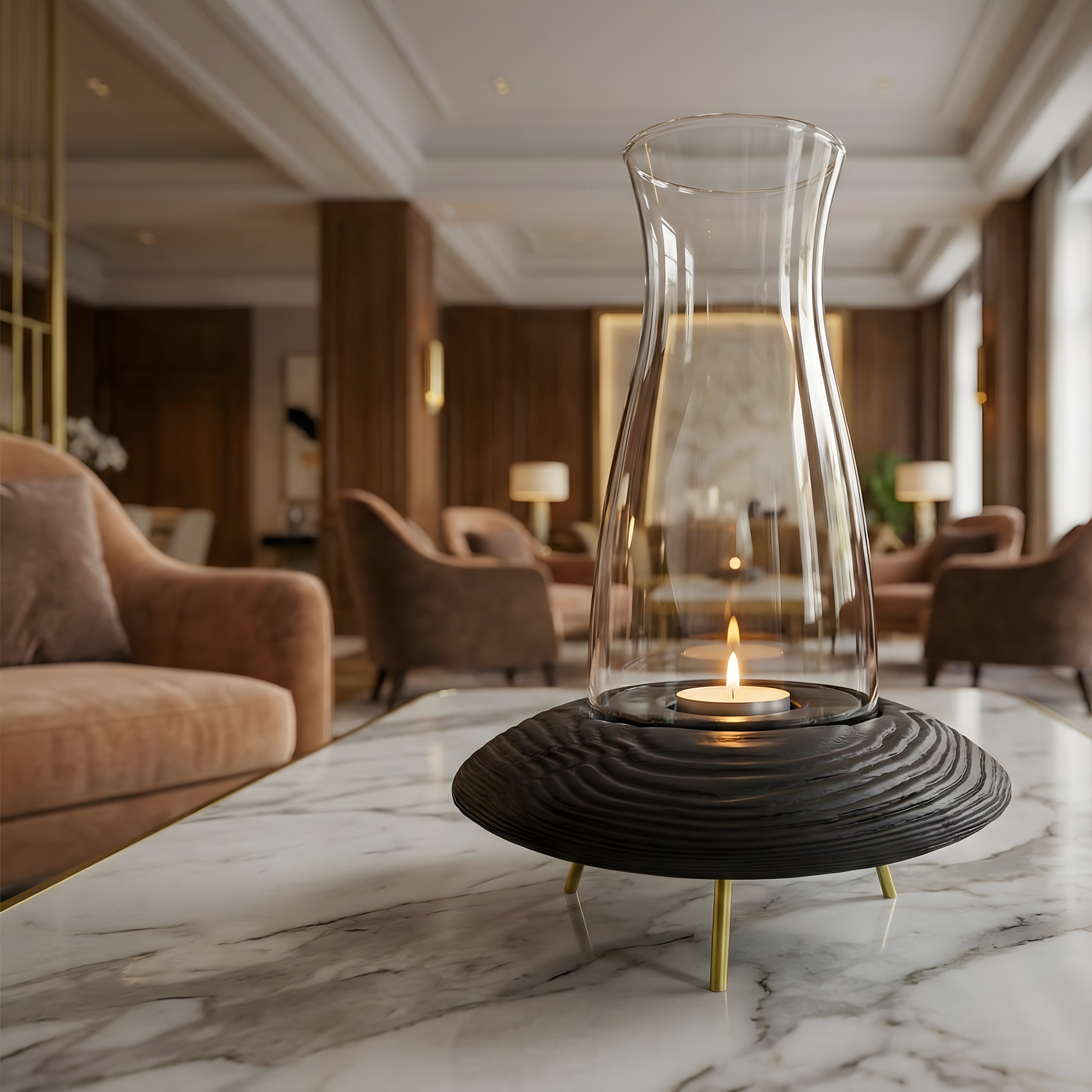 Fanuslu Tealight Siyah Mumluk