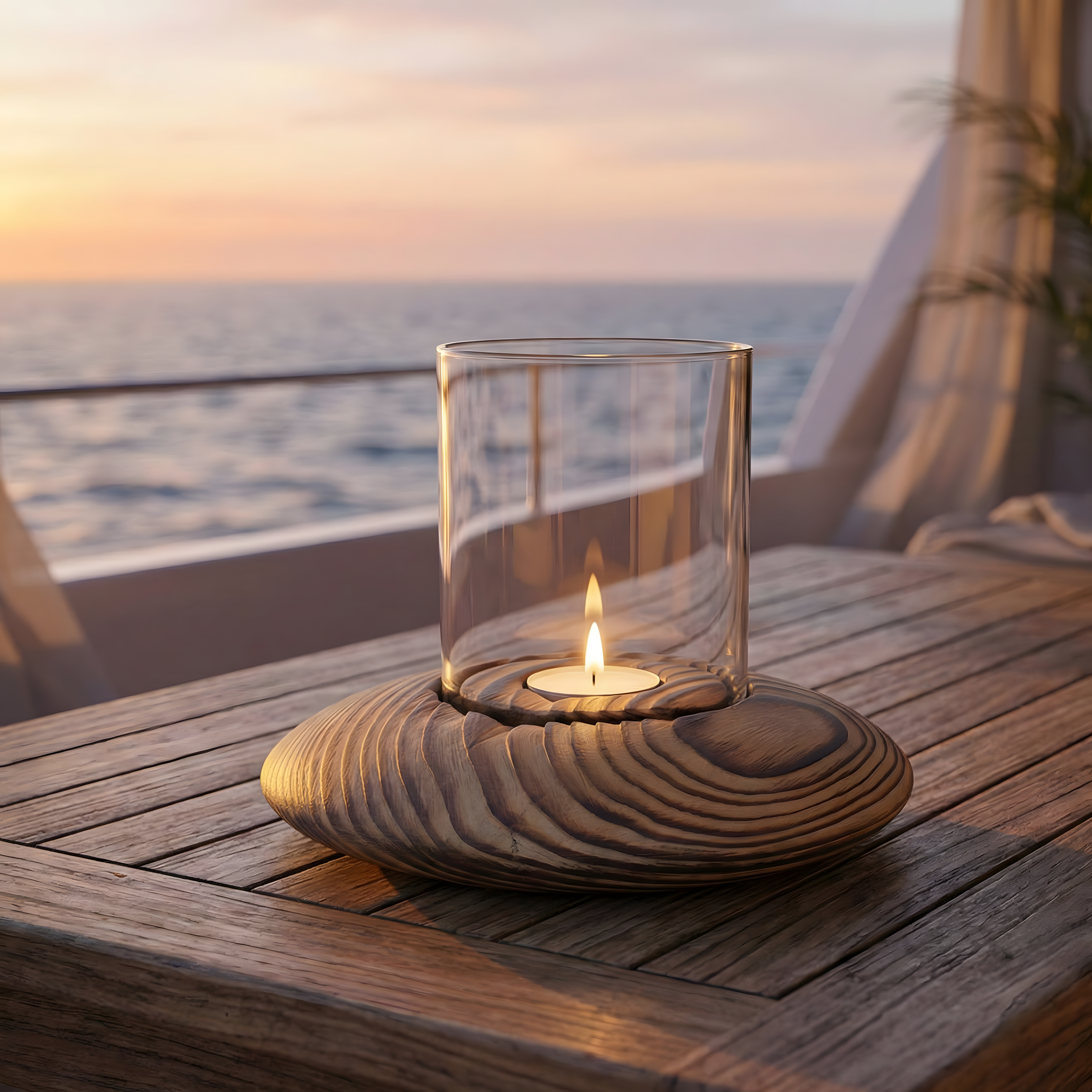 Fanuslu Doğal Renk Tealight Mumluk