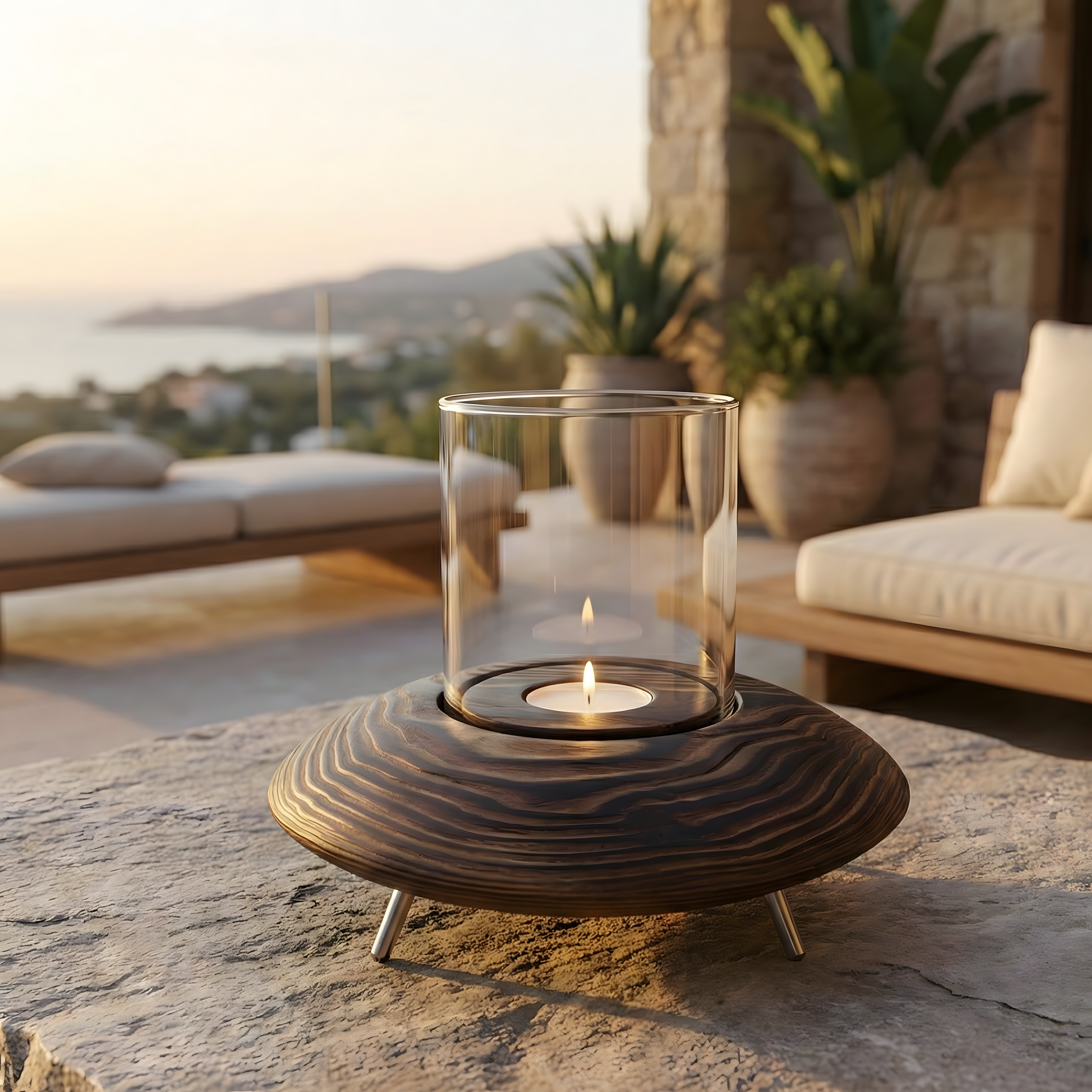 Fanuslu Ceviz Rengi Tealight Mumluk