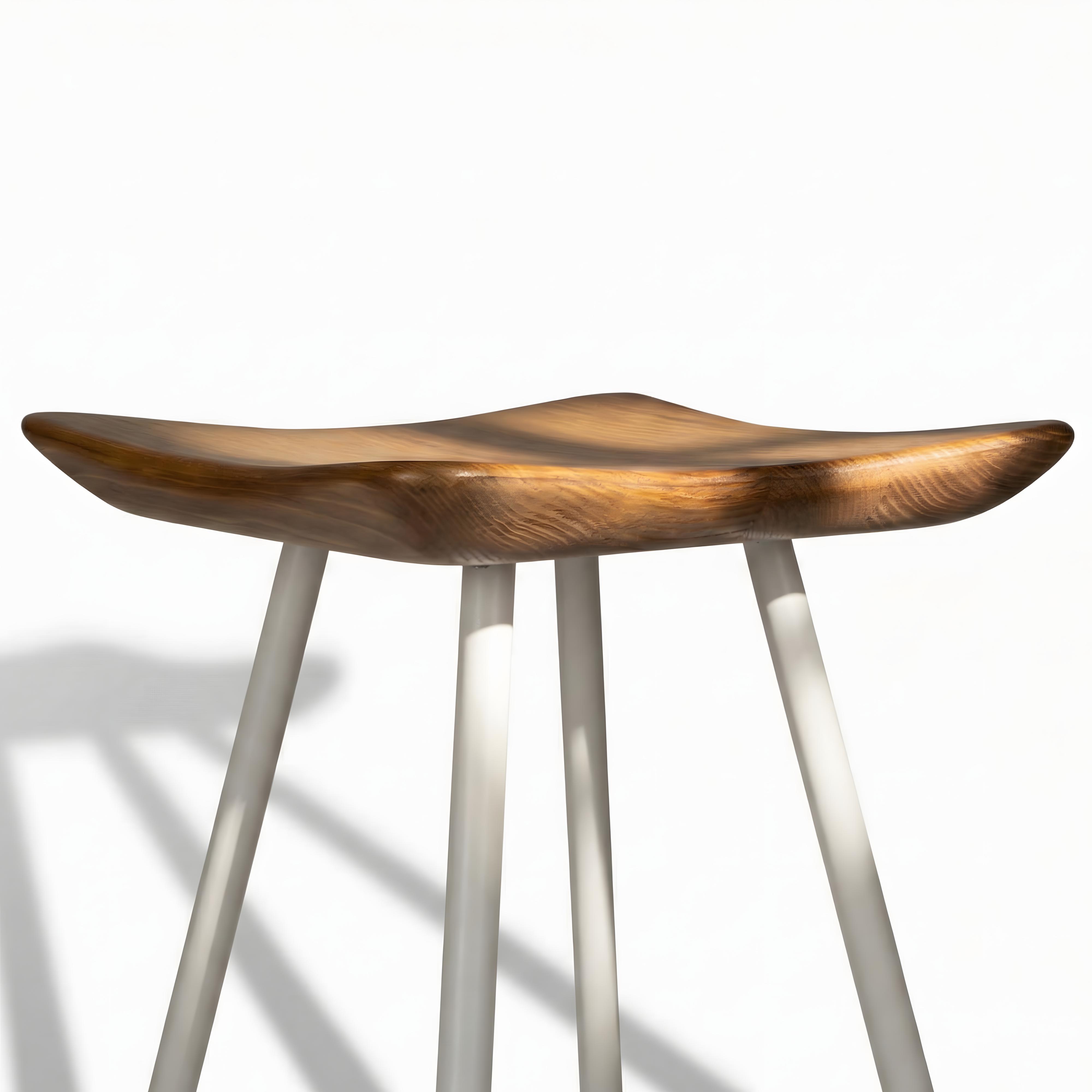 Bar Taburesi Ahşap Beyaz Metal Ayaklı – 65cm