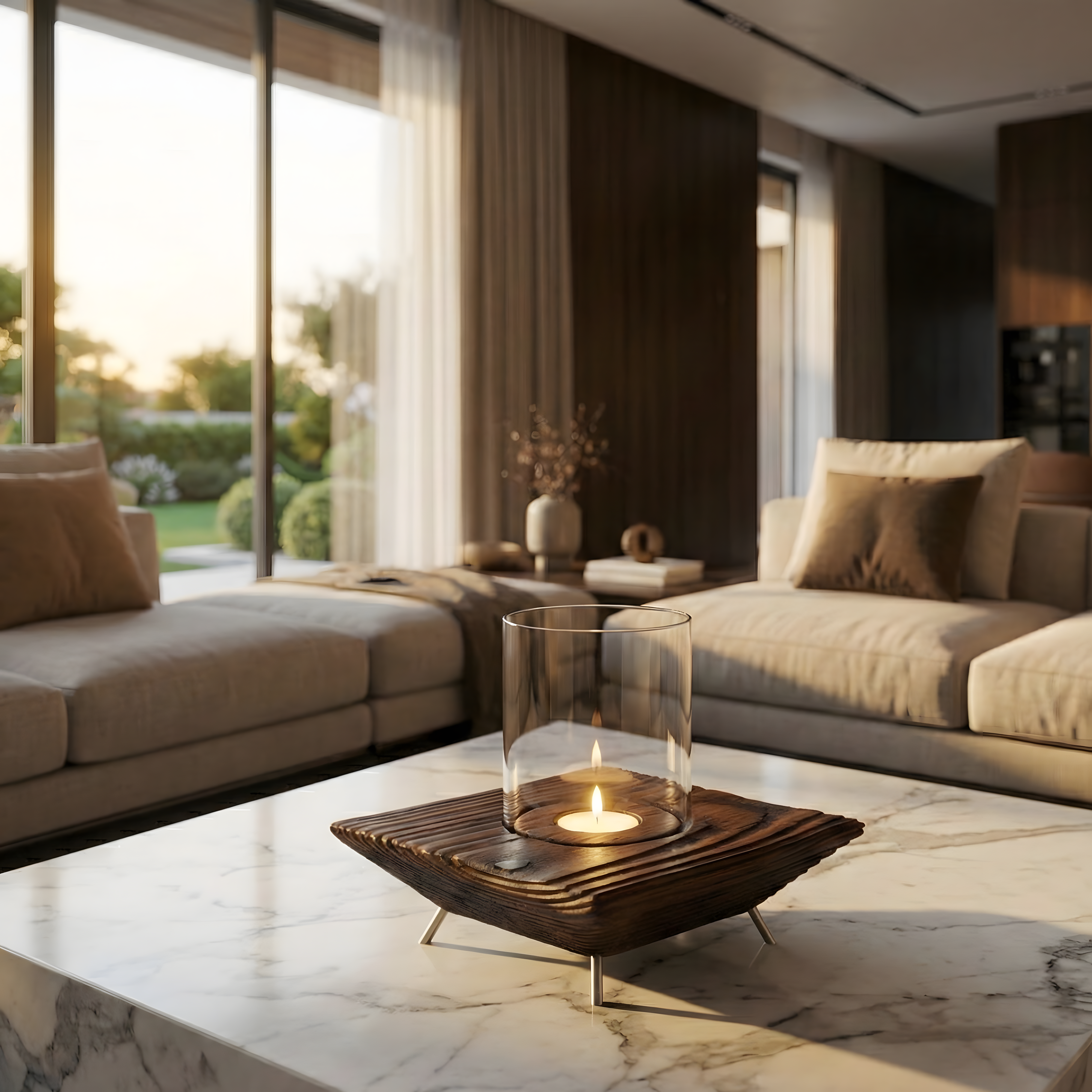 Ceviz Rengi Tealight Mumluk