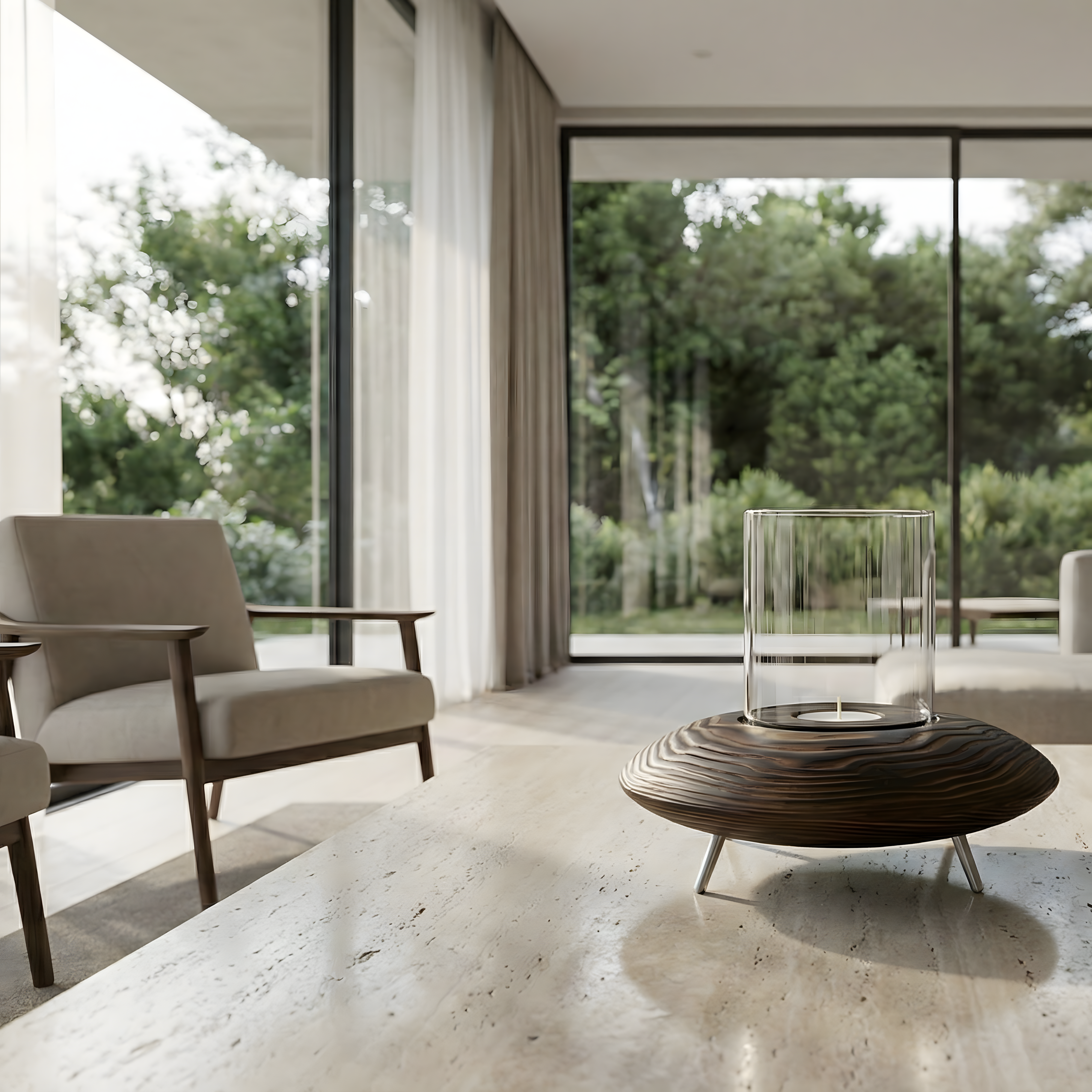 Fanuslu Ceviz Rengi Tealight Mumluk