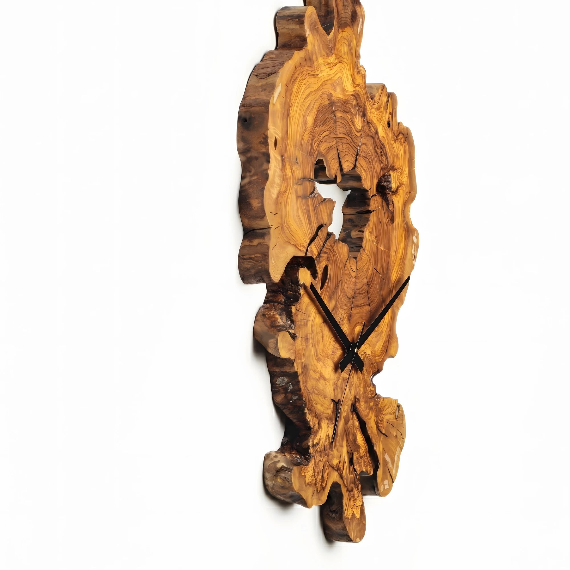 Zeytin Ağacı Doğal Kesit Duvar Saati – 44x64 cm