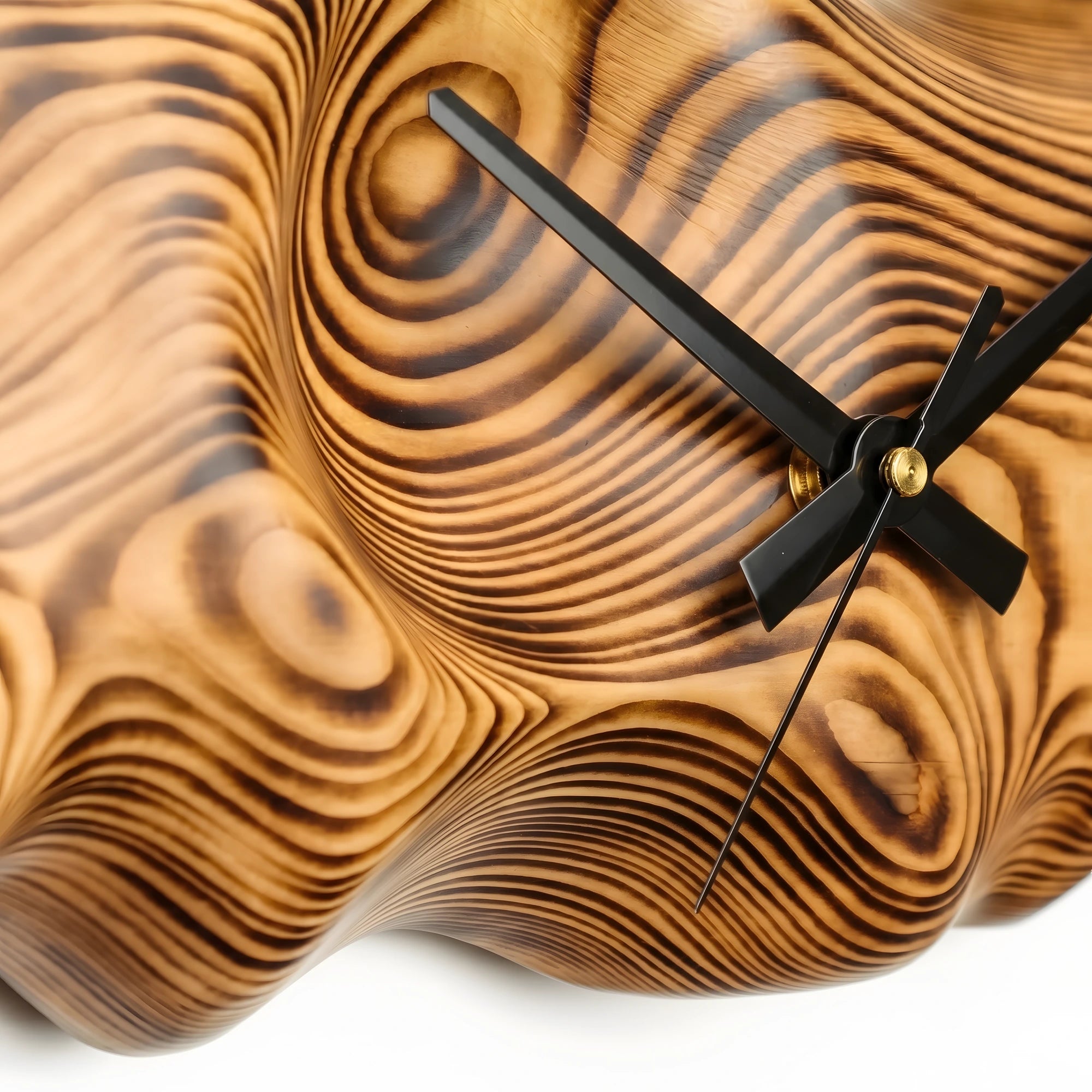 Köknar Ağacı 3D Duvar Saati | Shou Sugi Ban El Yapımı Ahşap ve Metal Saat