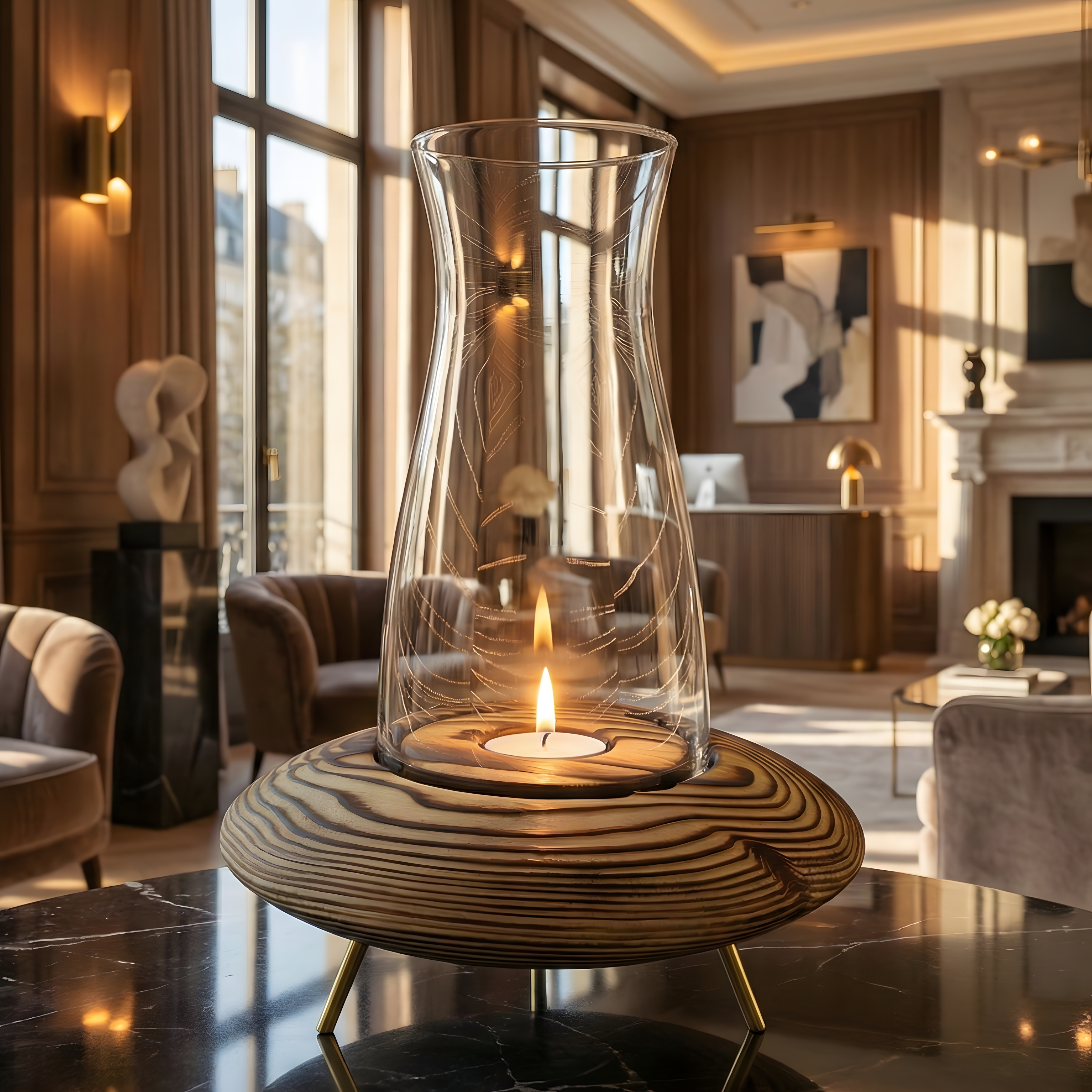 Fanuslu Doğal Renk Tealight Mumluk