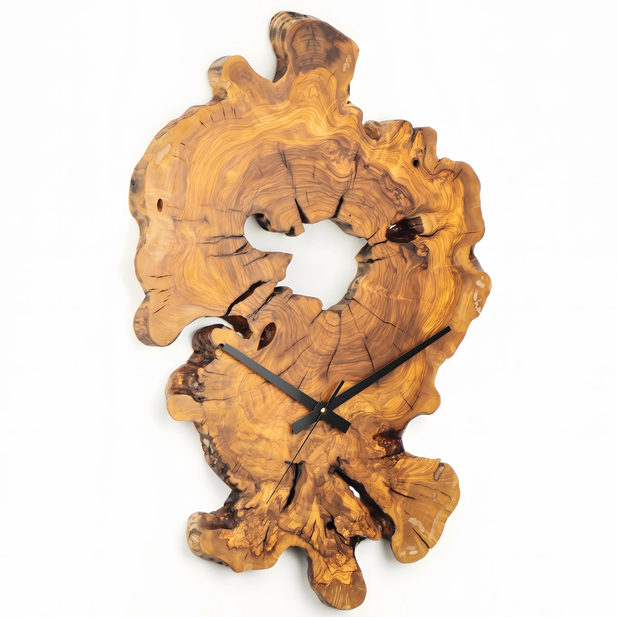 Zeytin Ağacı Doğal Kesit Duvar Saati – 44x64 cm