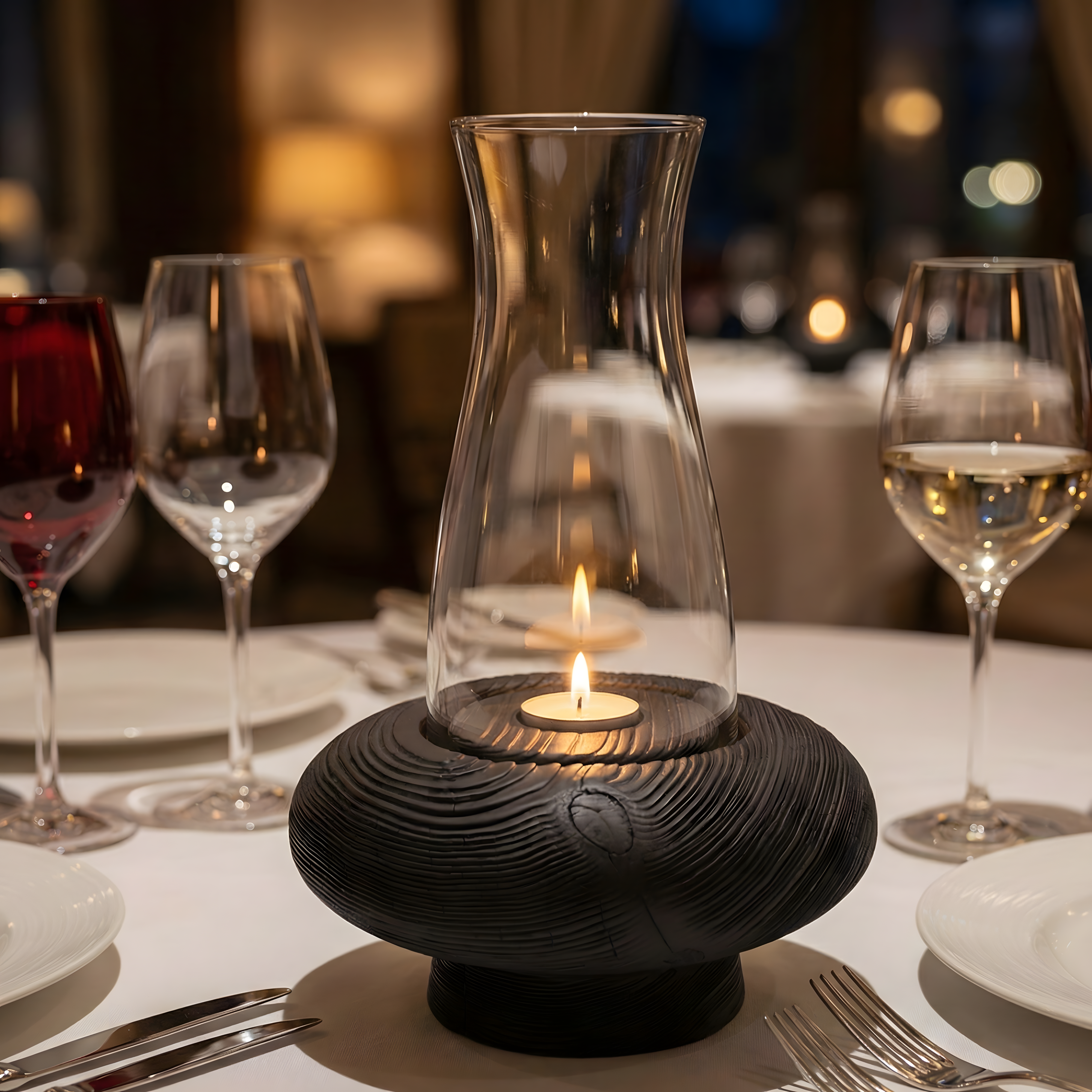 Siyah Tealight Dış Mekan Mumluk