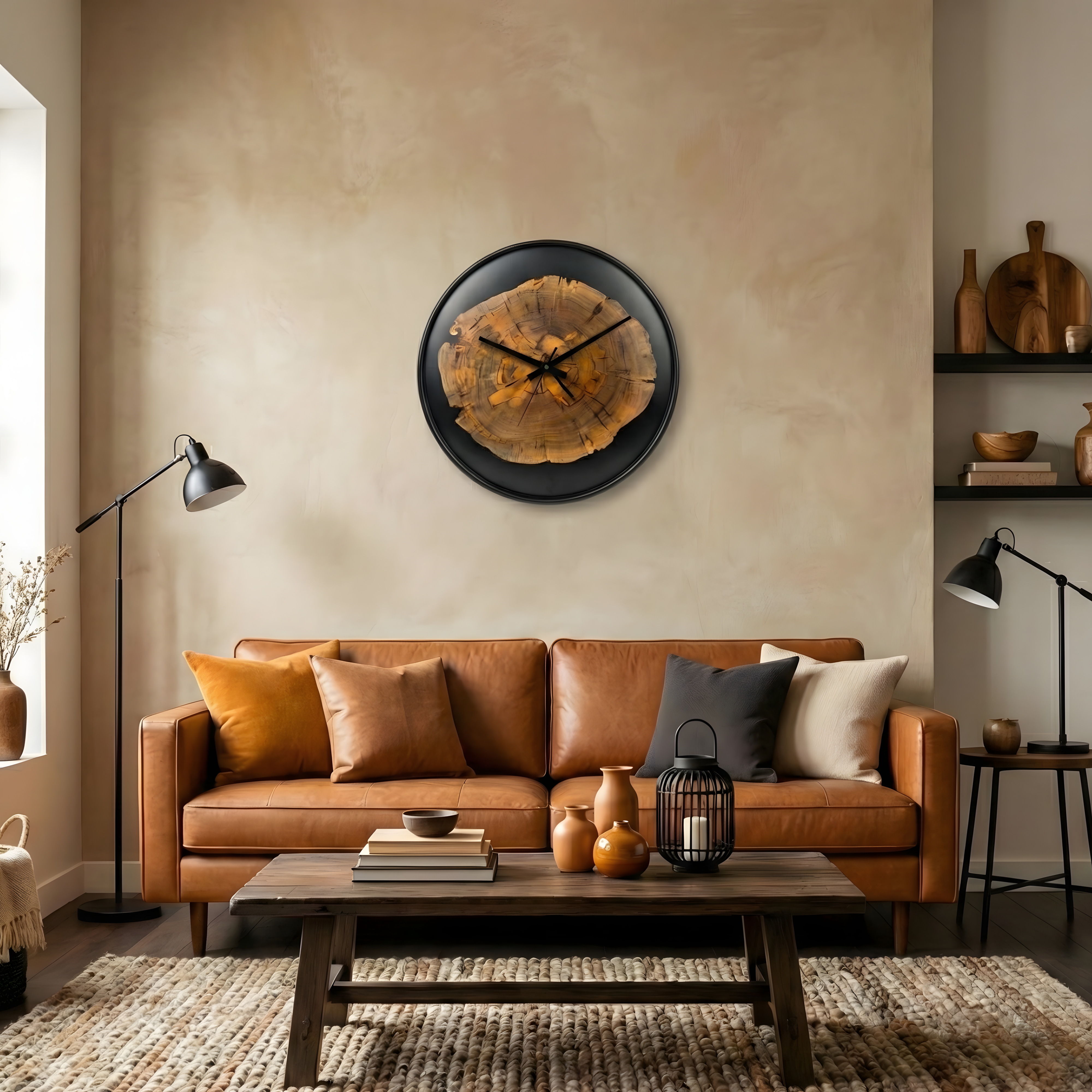 Duvar Saati Siyah Epoxy Bombeli – Ø49cm