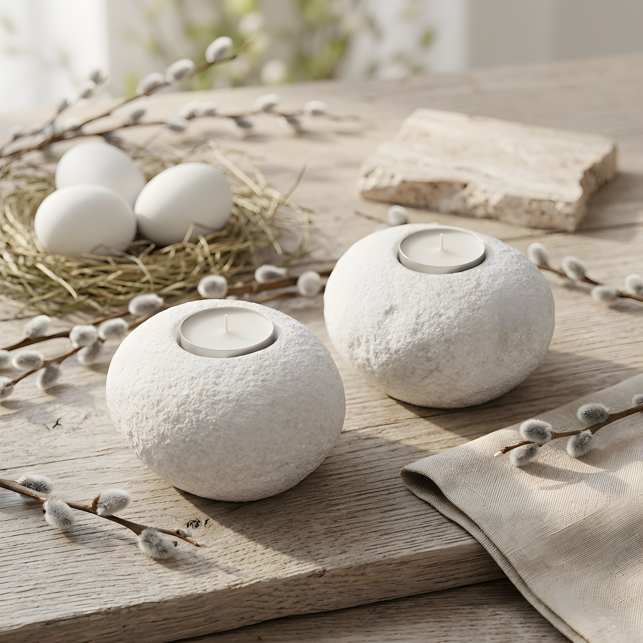 Doğal Taş Dolomit Tealight Mumluk