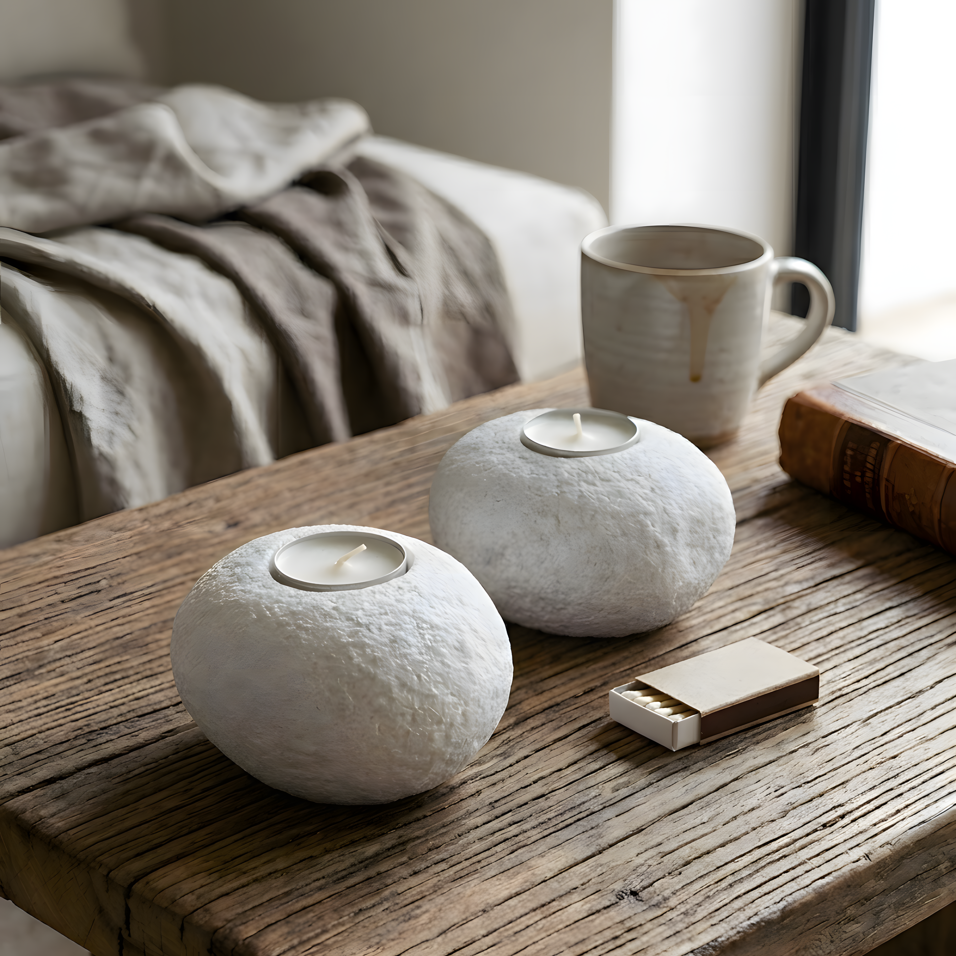 Doğal Taş Dolomit Tealight Mumluk